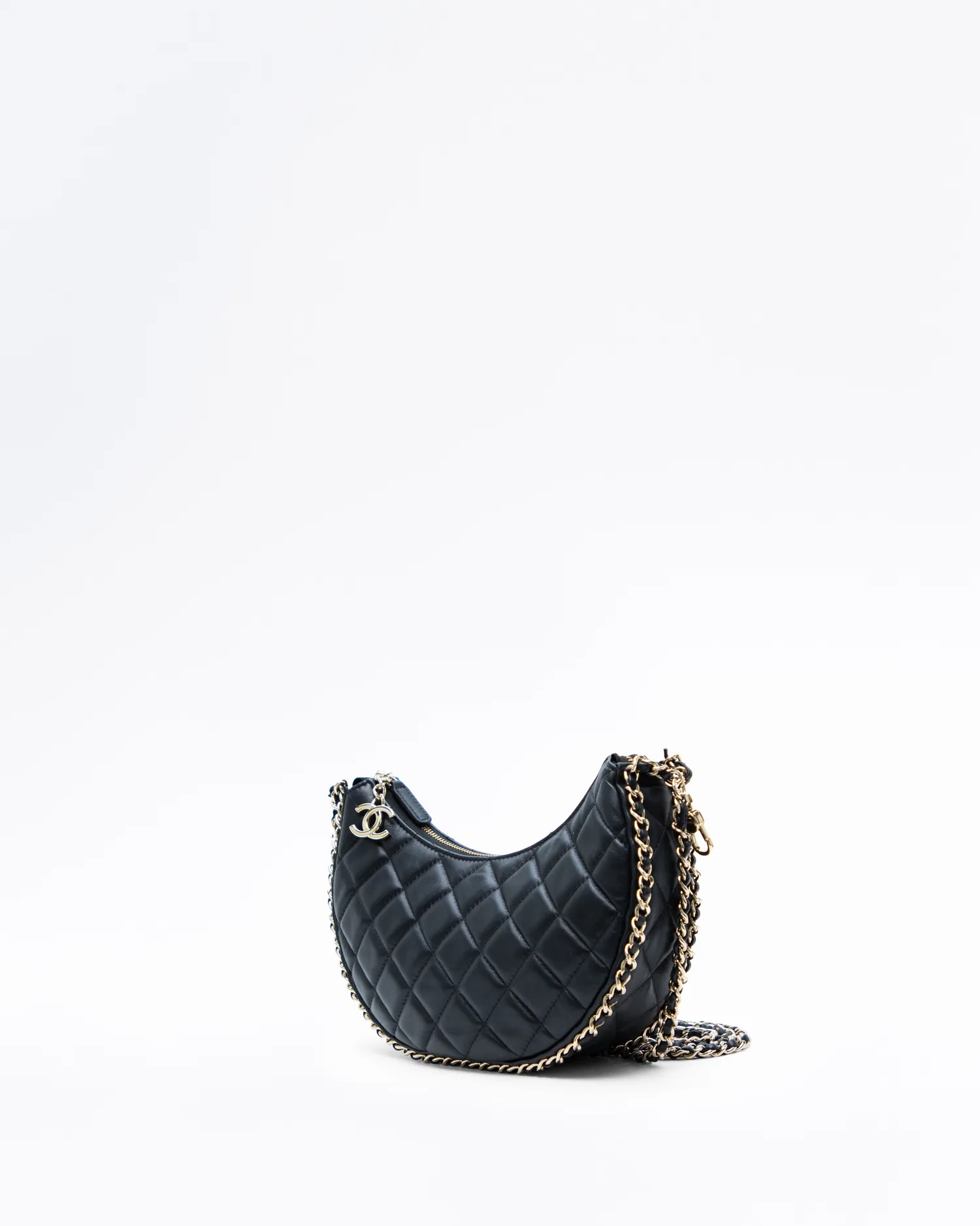 Lambskin Chain Around Small Hobo Bag