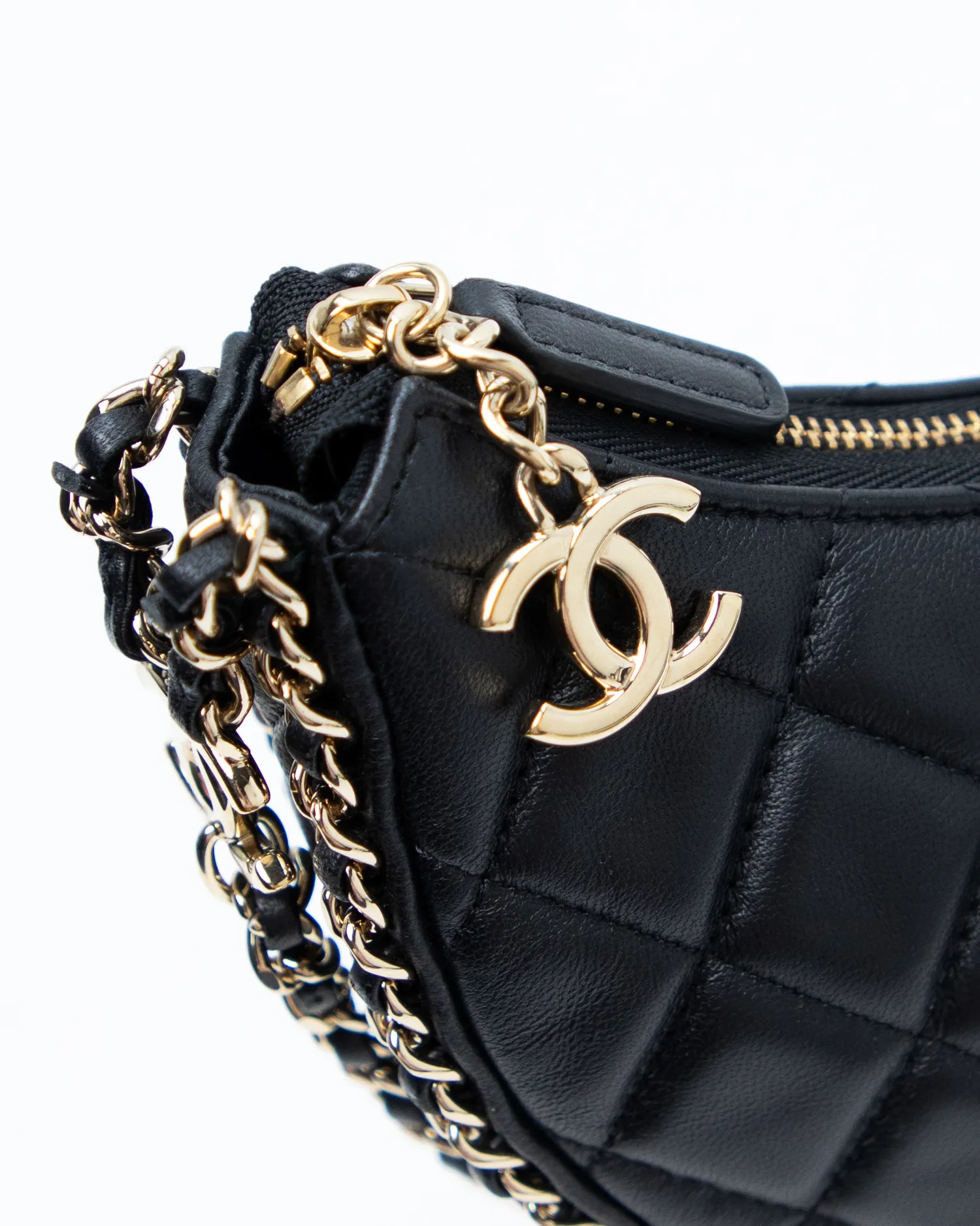 Lambskin Chain Around Small Hobo Bag