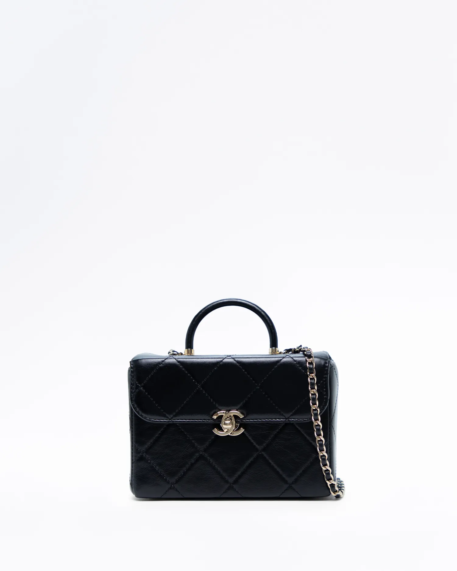 Quilted Box Top Handle Vanity Bag