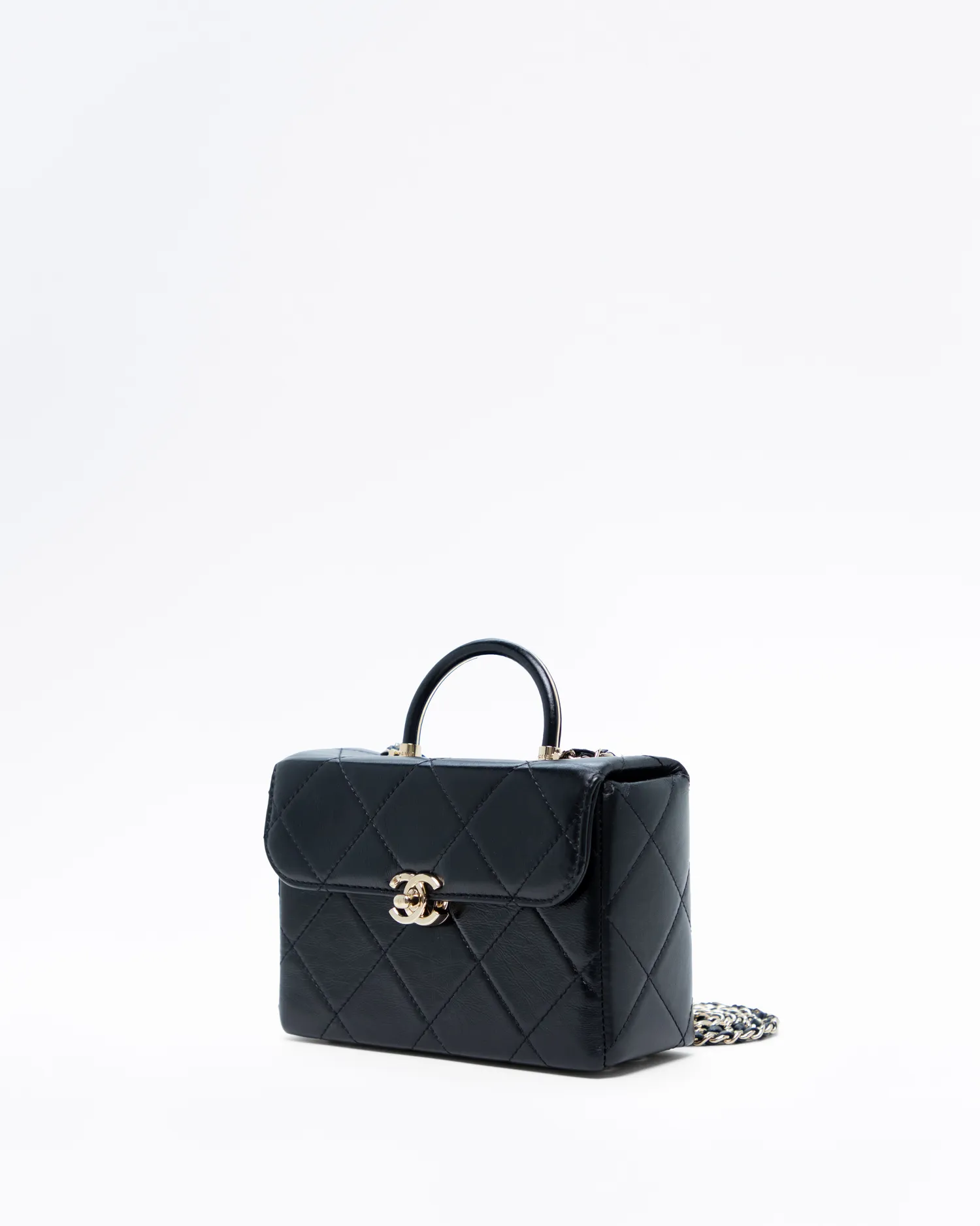 Quilted Box Top Handle Vanity Bag