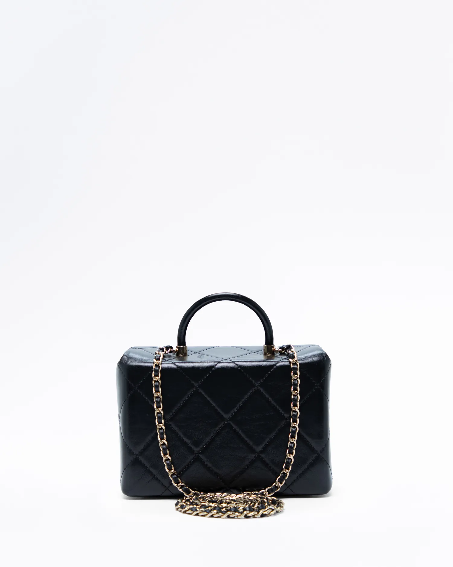 Quilted Box Top Handle Vanity Bag