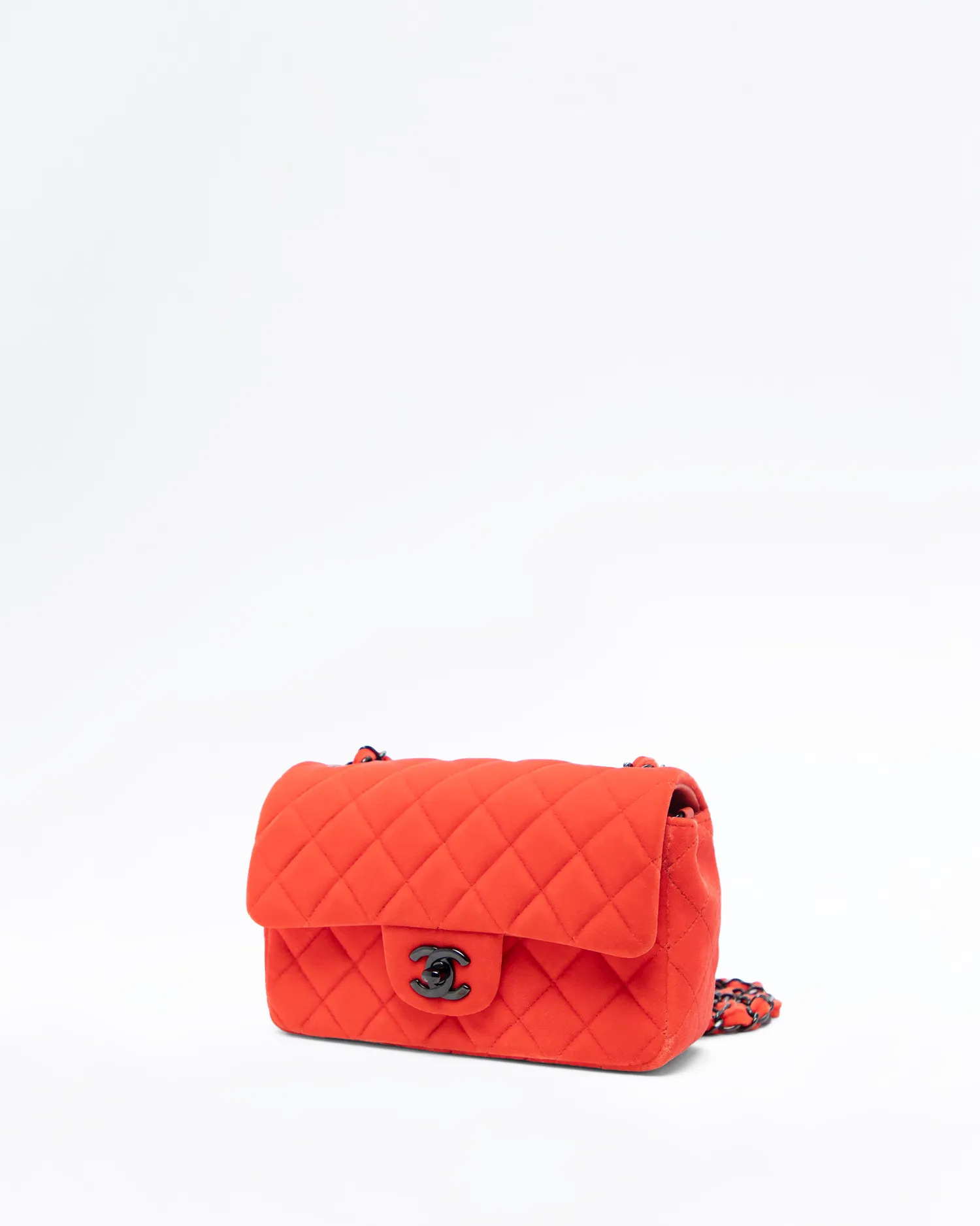 Velvet Quilted Mini Flap Bag