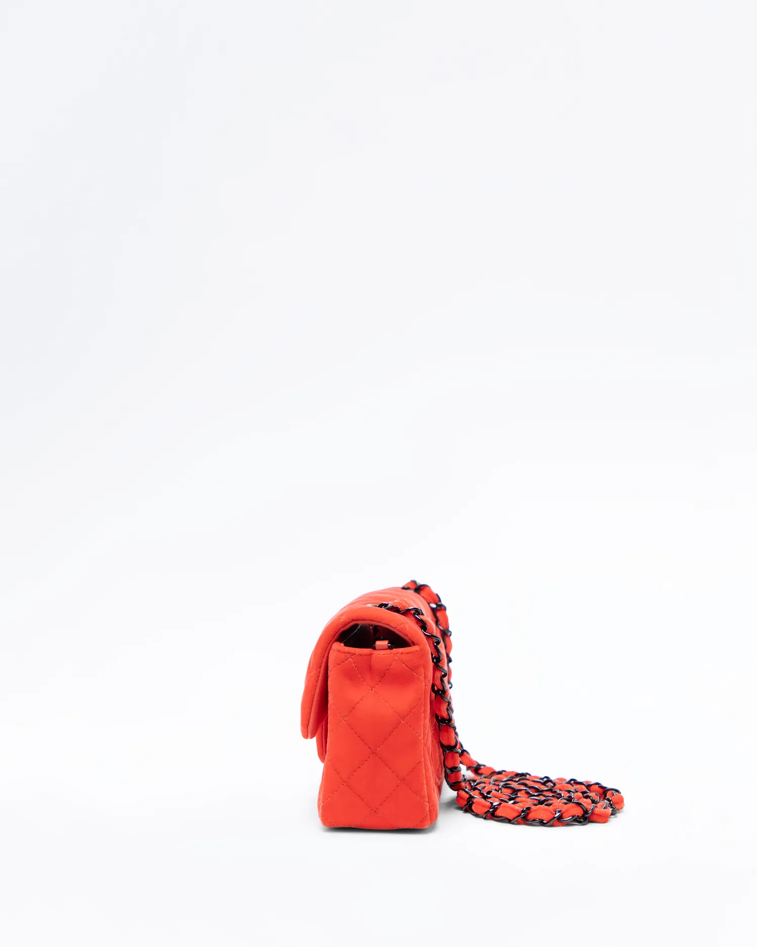Velvet Quilted Mini Flap Bag