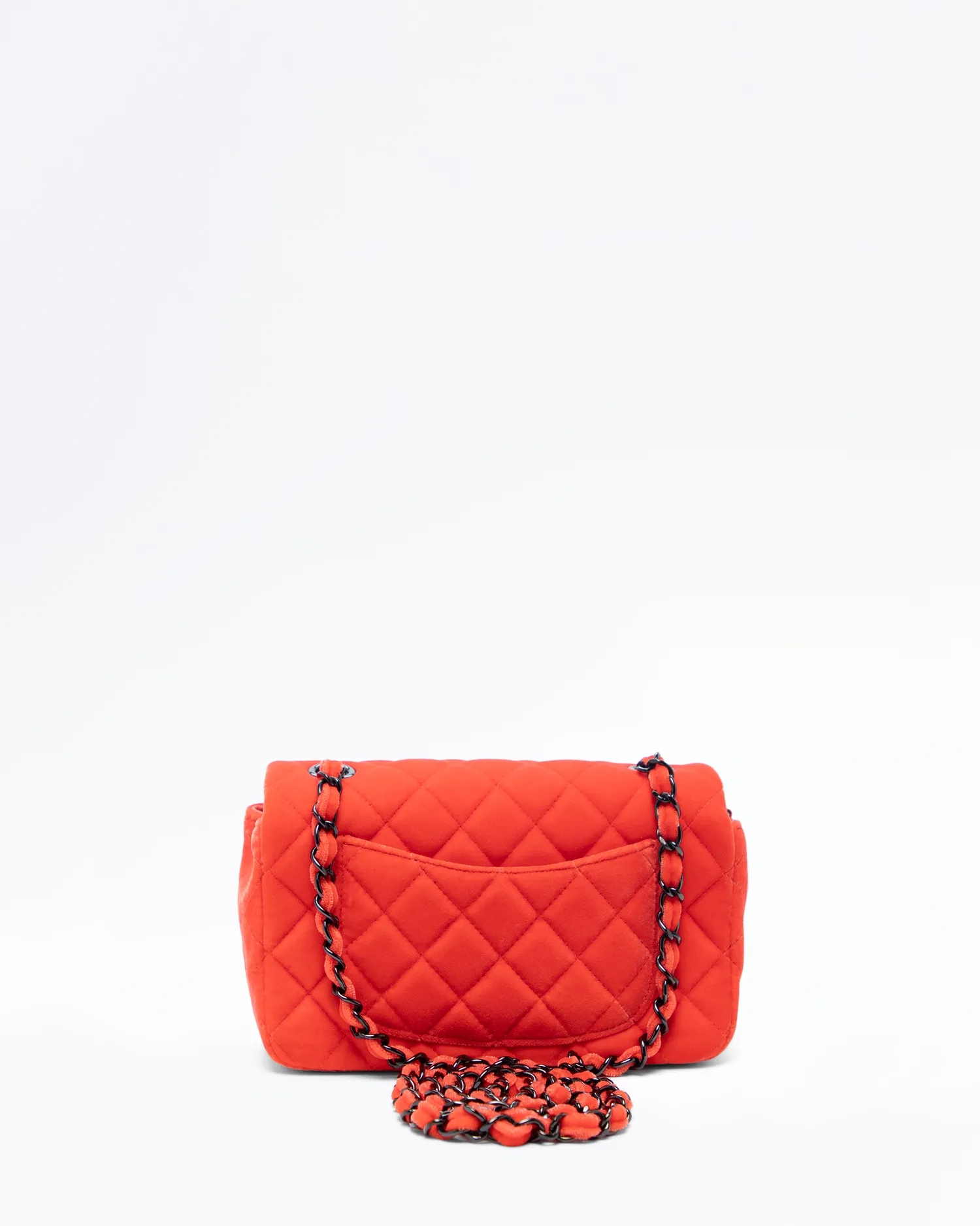Velvet Quilted Mini Flap Bag