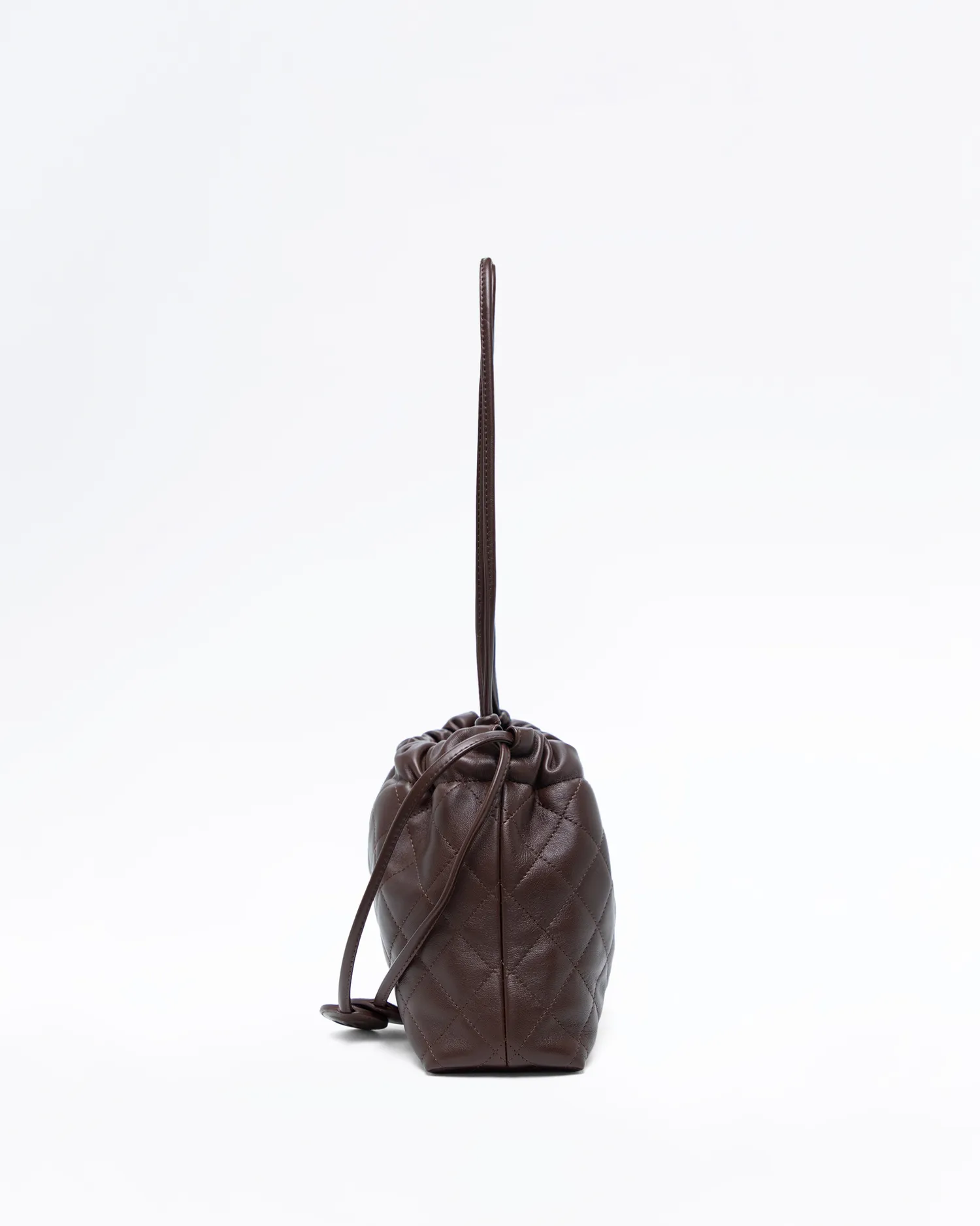Lambskin Small Drawstring Pouch with Strap