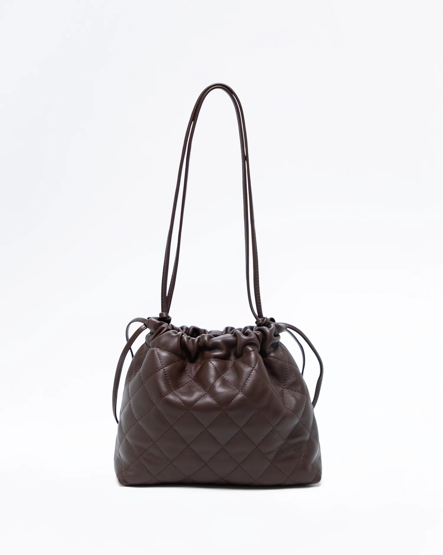 Lambskin Small Drawstring Pouch with Strap