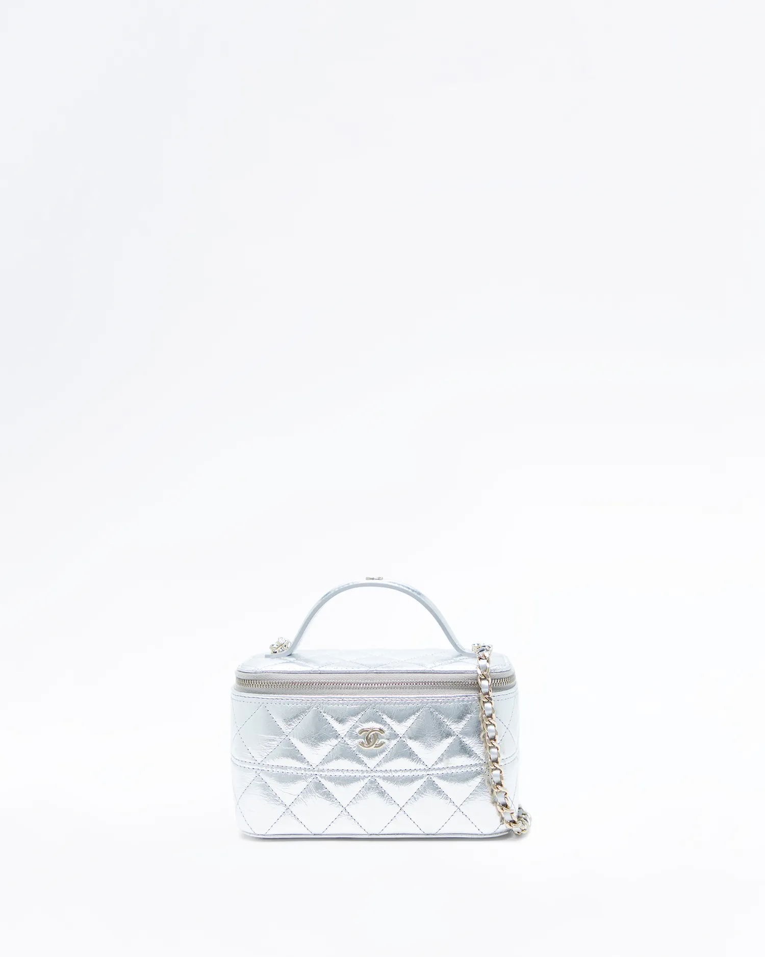 Metallic Top Handle Vanity with Chain