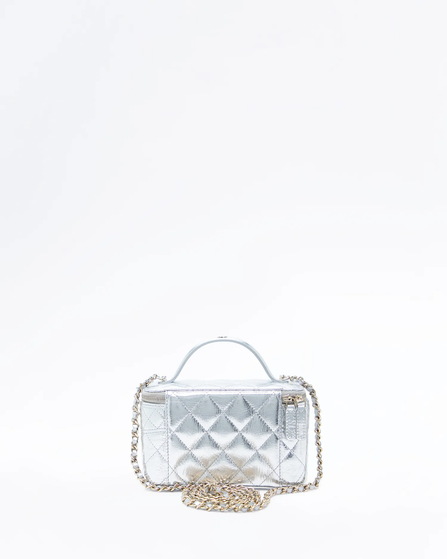 Metallic Top Handle Vanity with Chain