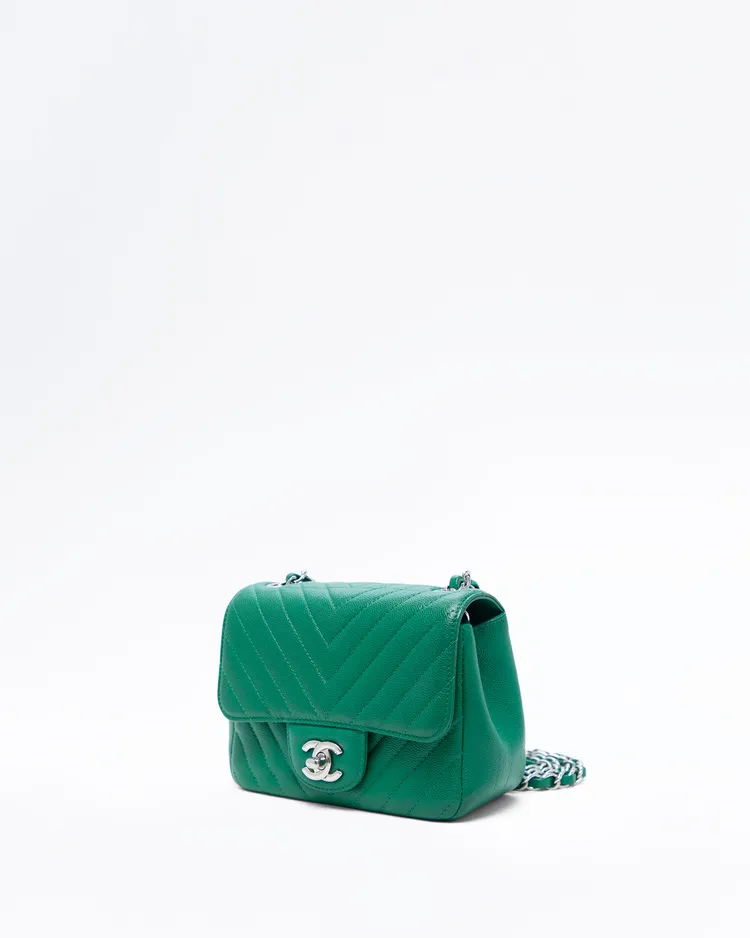 Alternate view angle of Caviar Chevron Mini Flap Bag