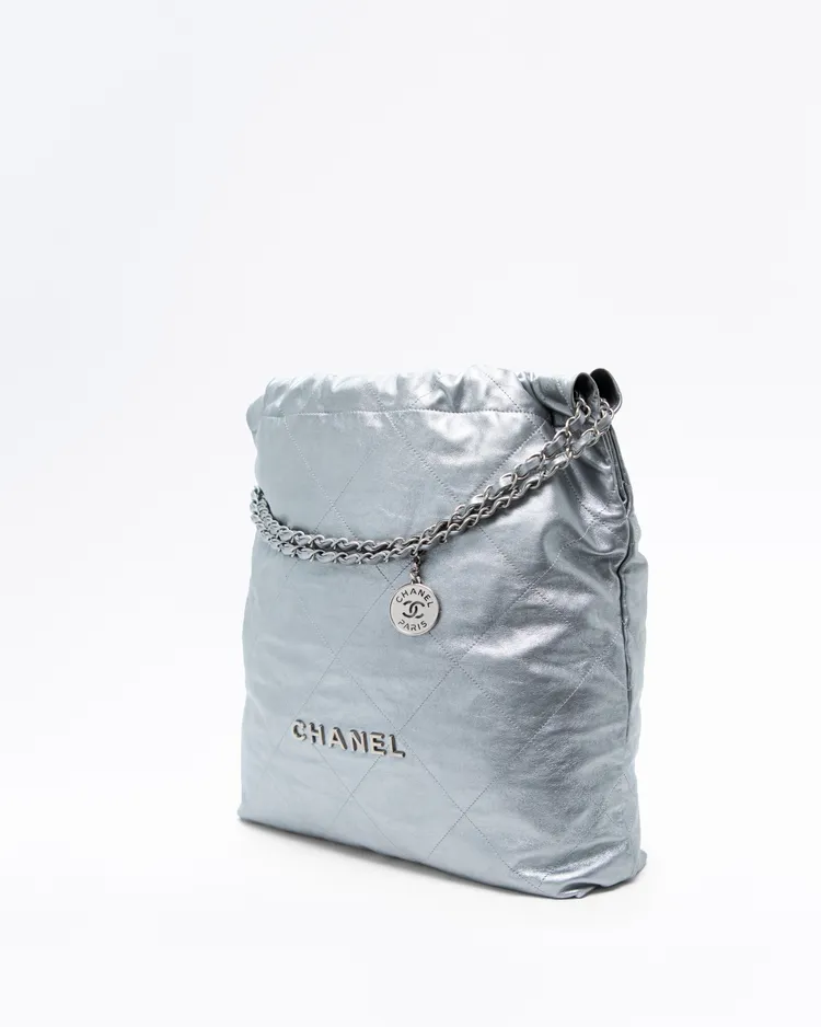 Alternate view angle of Metallic Chanel 22 Large Handbag