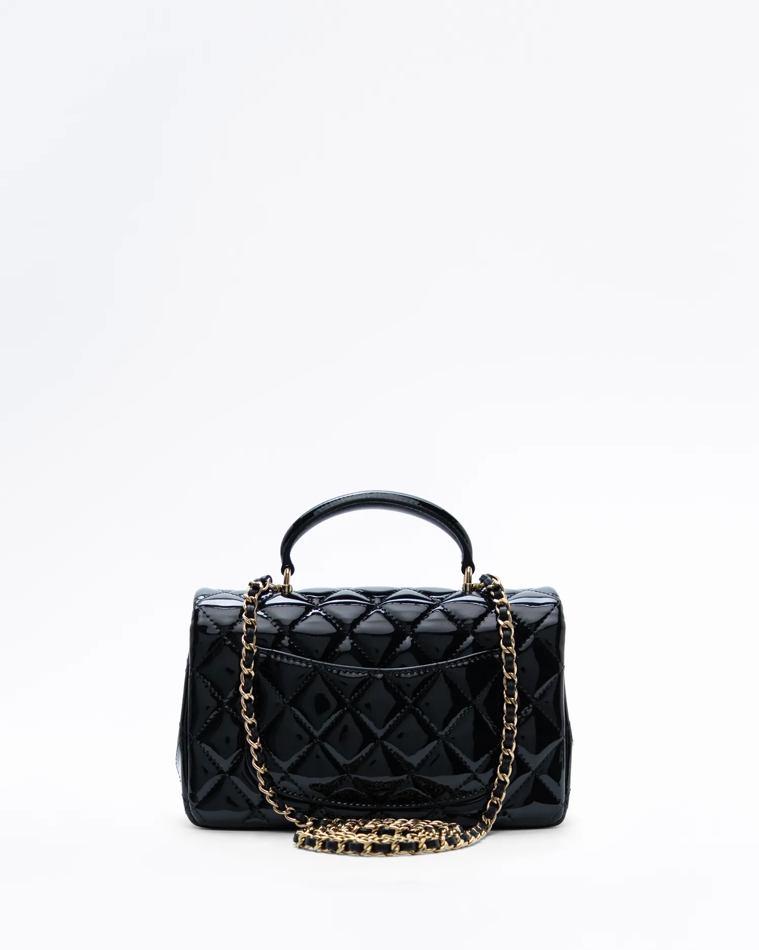 Patent Top Handle Mini Flap Bag