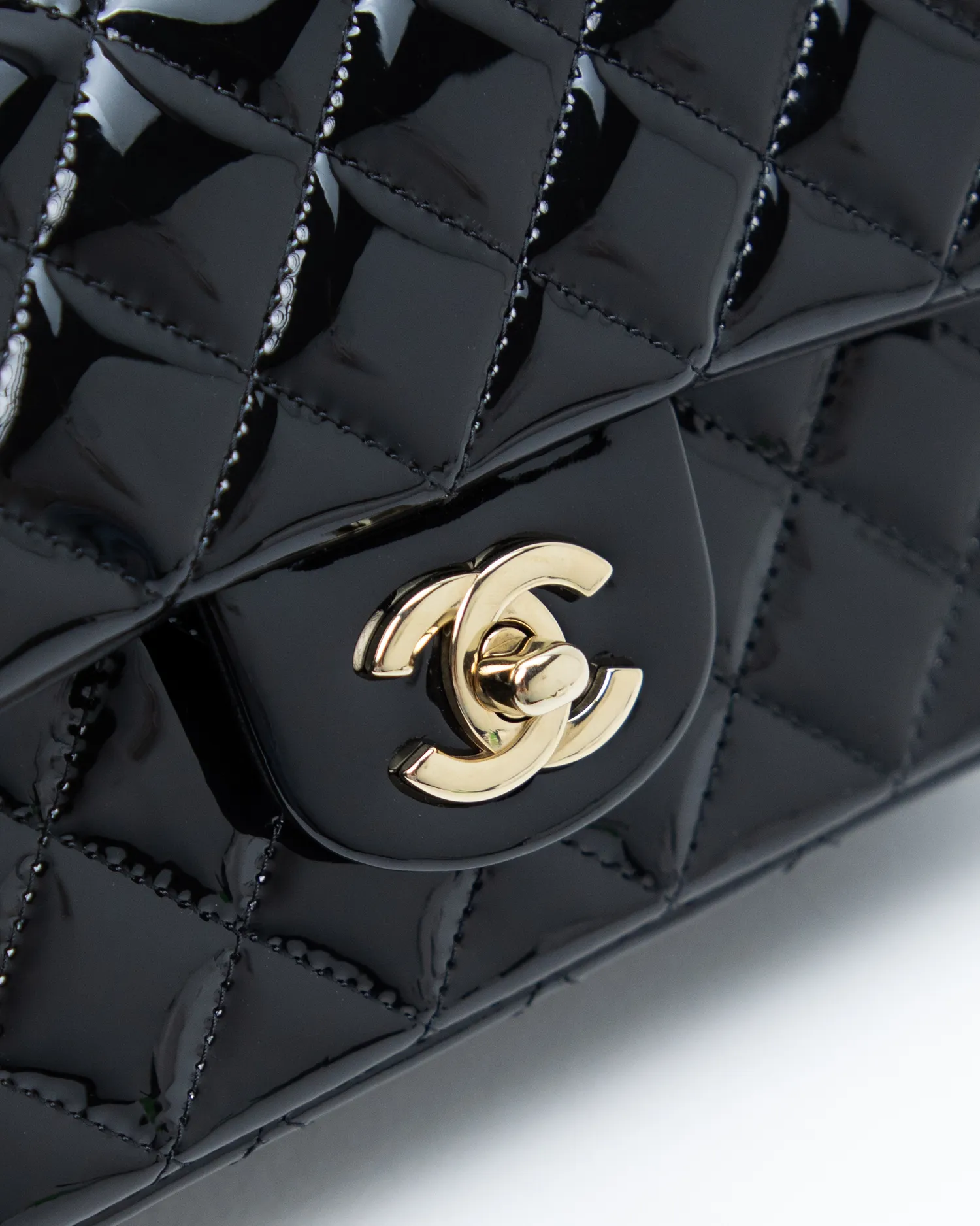 Patent Top Handle Mini Flap Bag