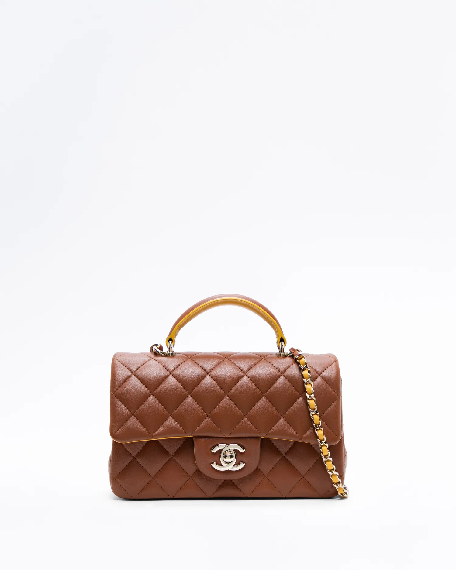Lambskin Top Handle Mini Flap Bag