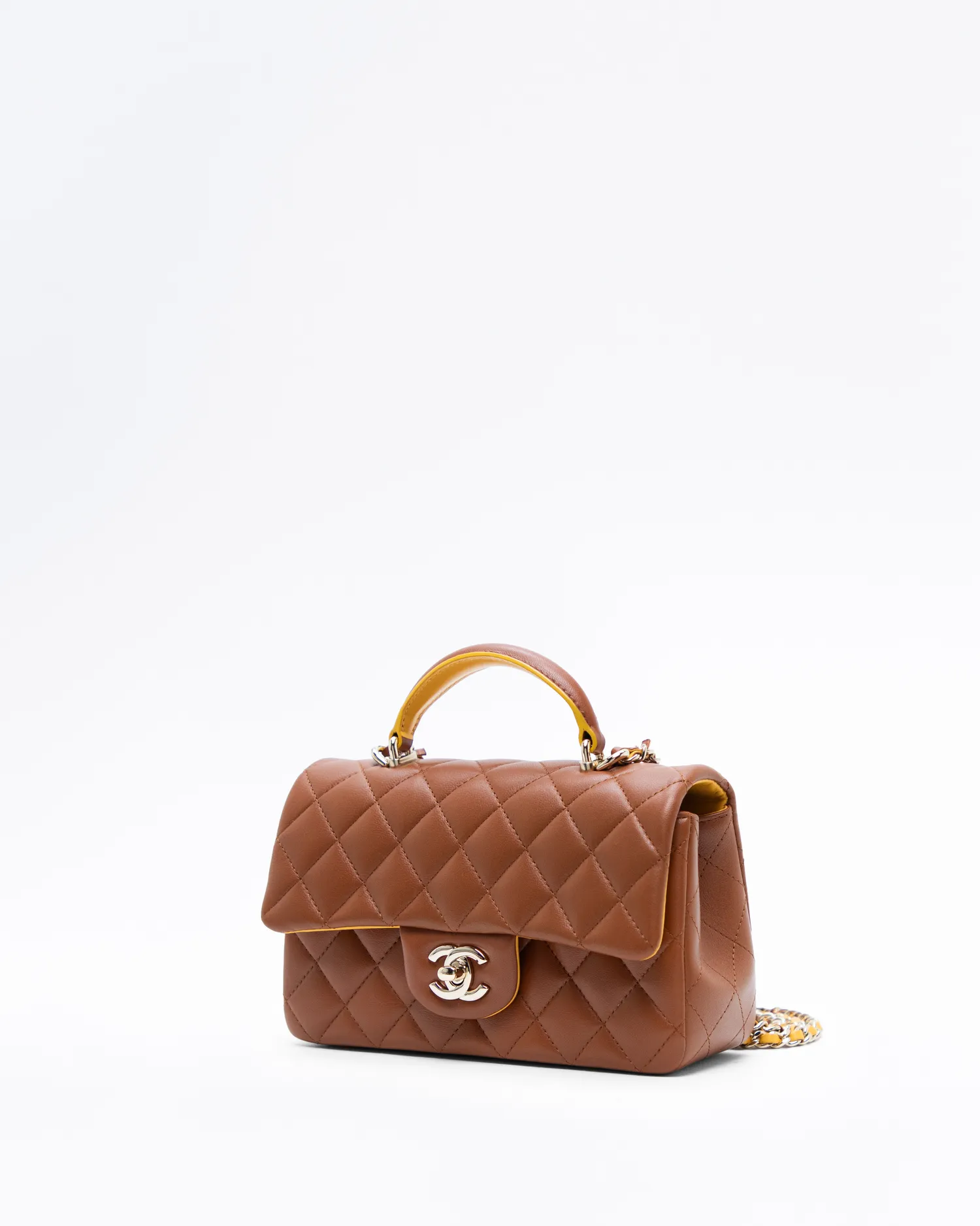 Lambskin Top Handle Mini Flap Bag