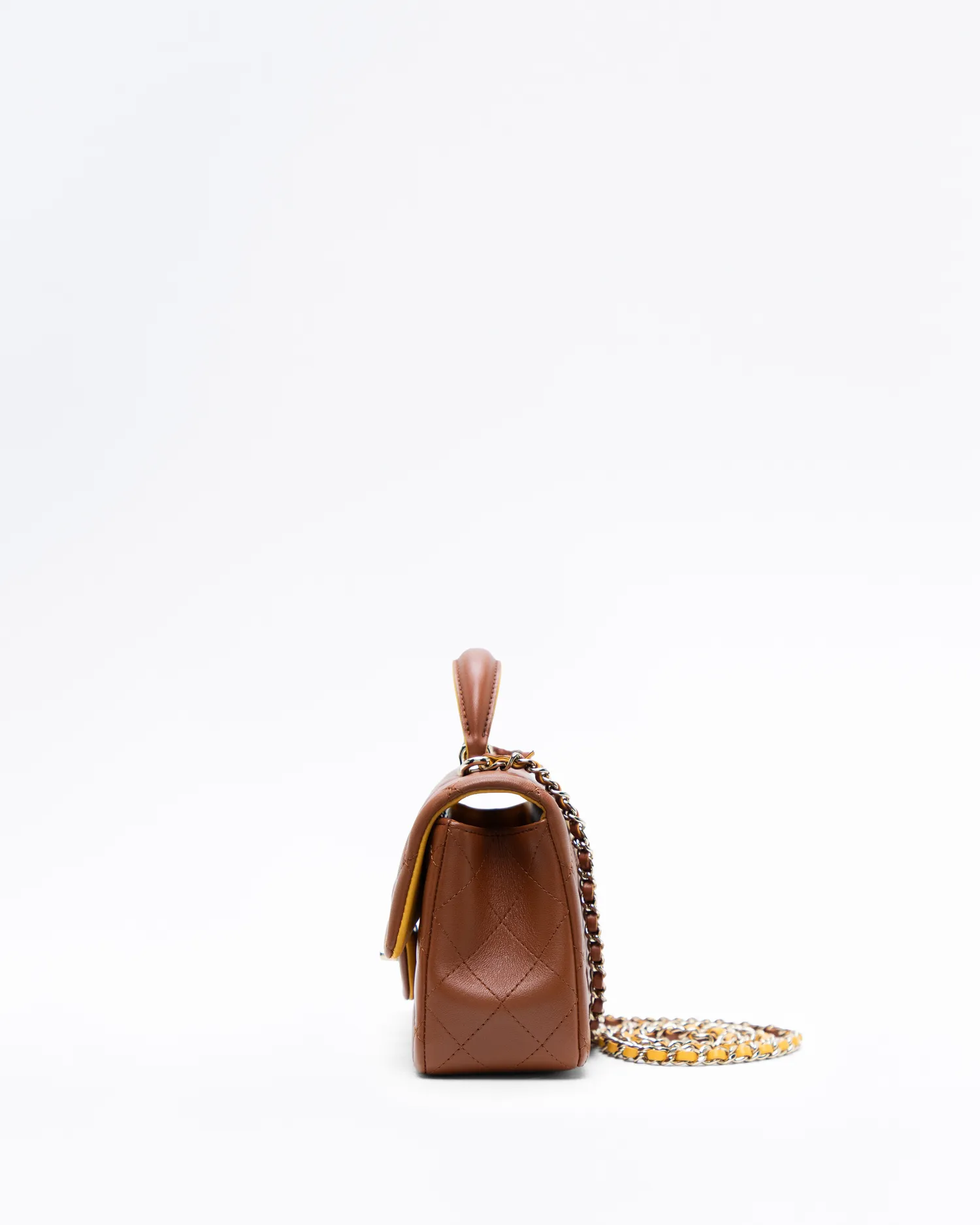 Lambskin Top Handle Mini Flap Bag