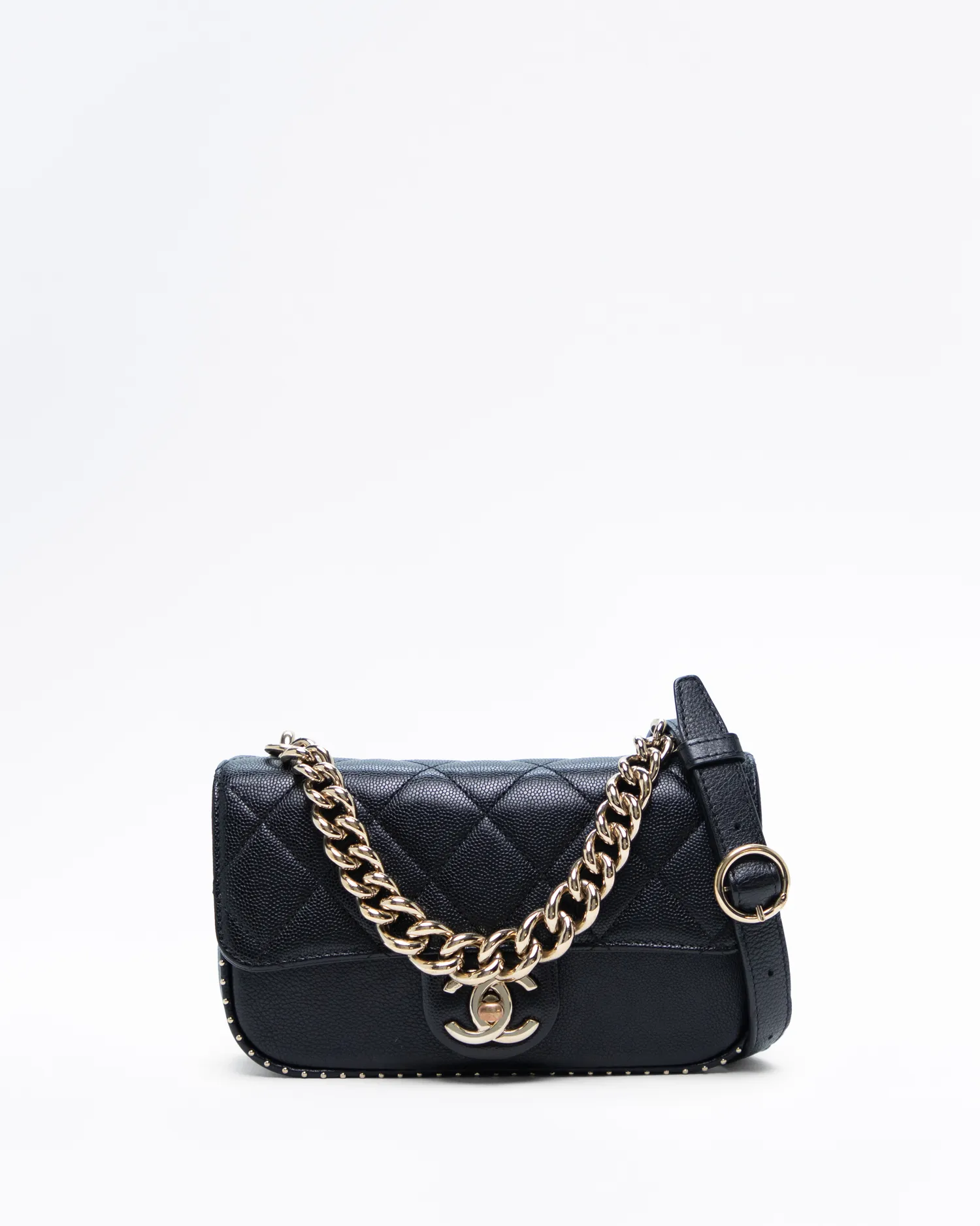 Caviar Quilted Studded Small Flap Bag