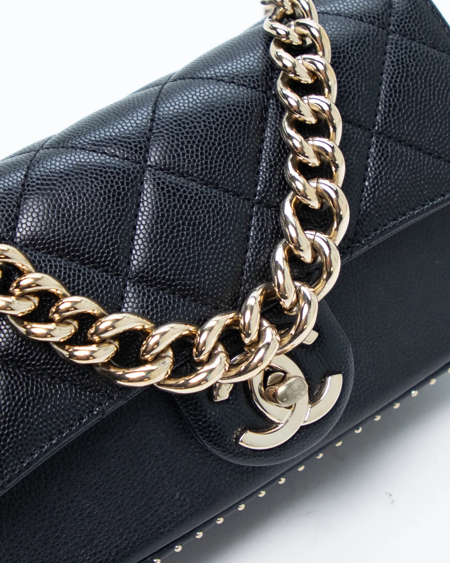 Caviar Quilted Studded Small Flap Bag