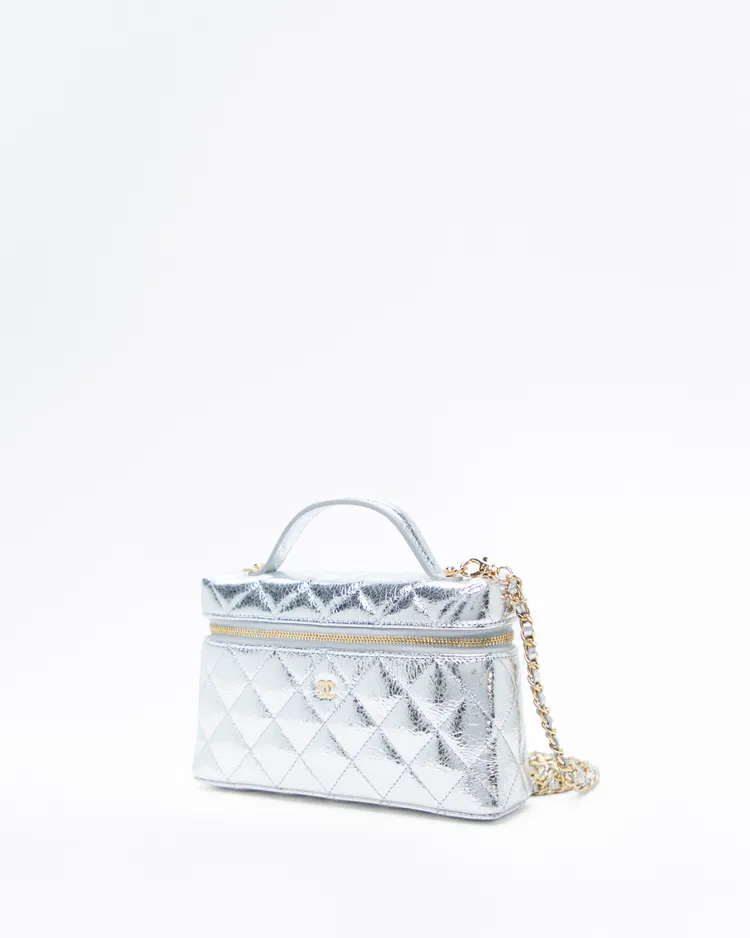 Alternate view angle of Metallic Slim Vanity Case with Chain