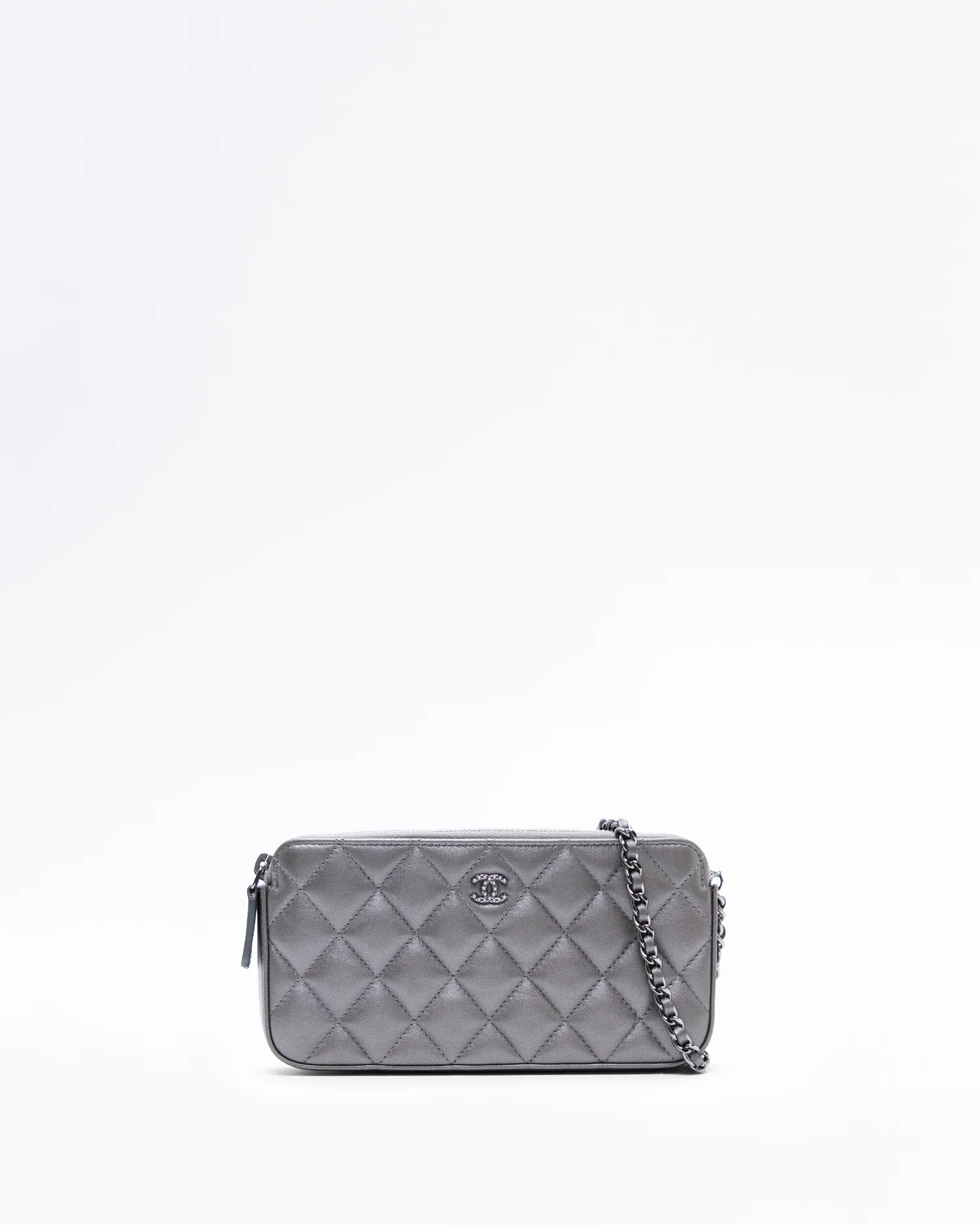 Pearl Quilted Clutch with Chain