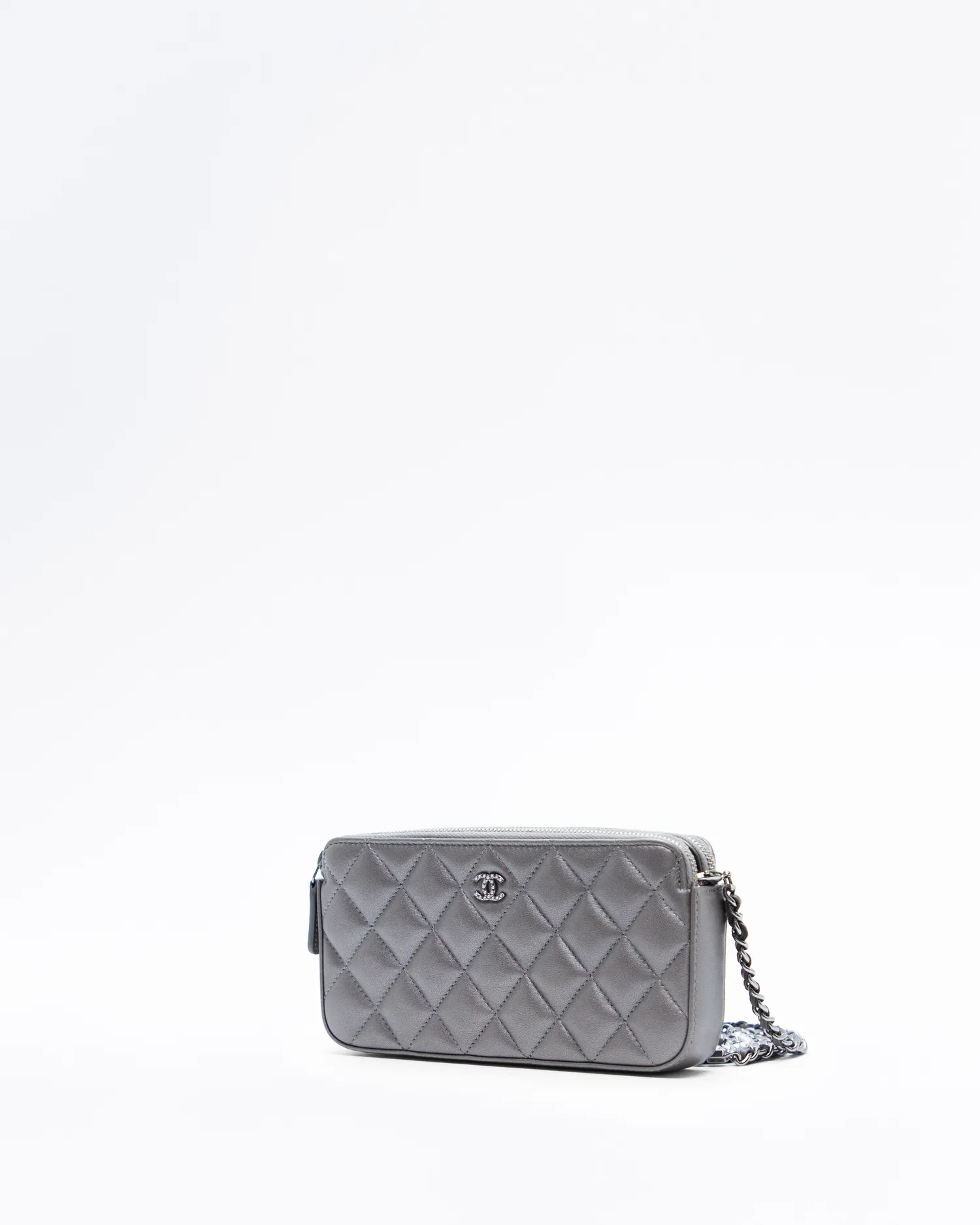 Pearl Quilted Clutch with Chain