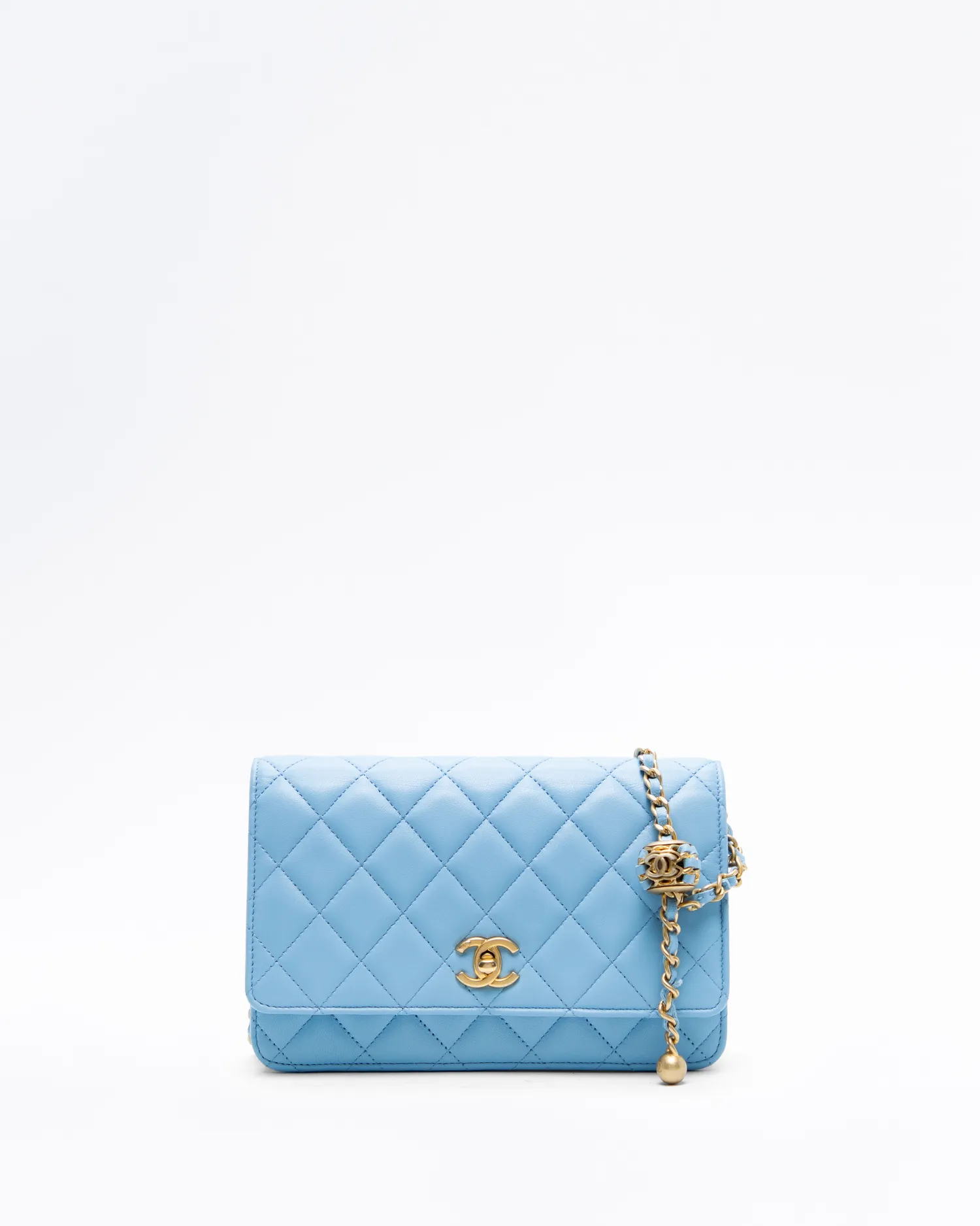 Lambskin Pearl Crush Wallet on a Chain