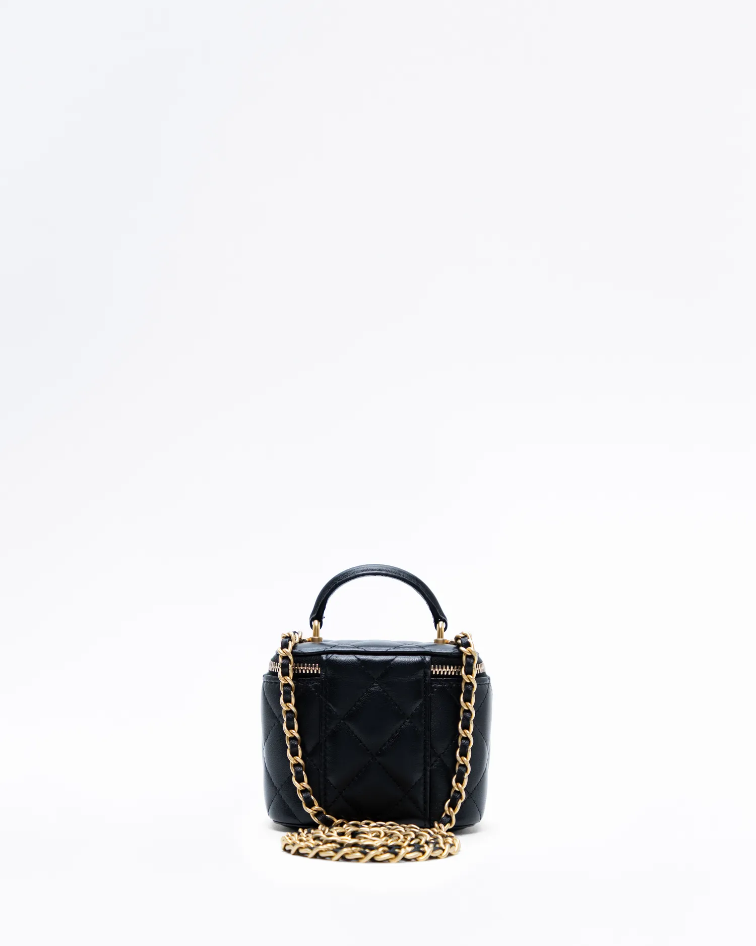 Lambskin Top Handle Mini Vanity with Chain
