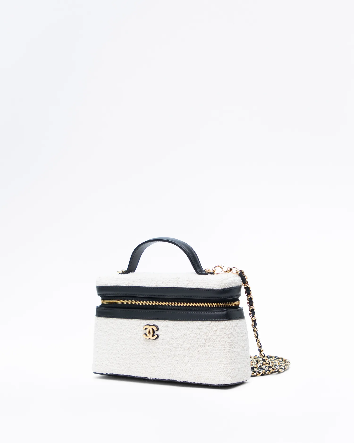 Boucle Slim Vanity Case with Chain