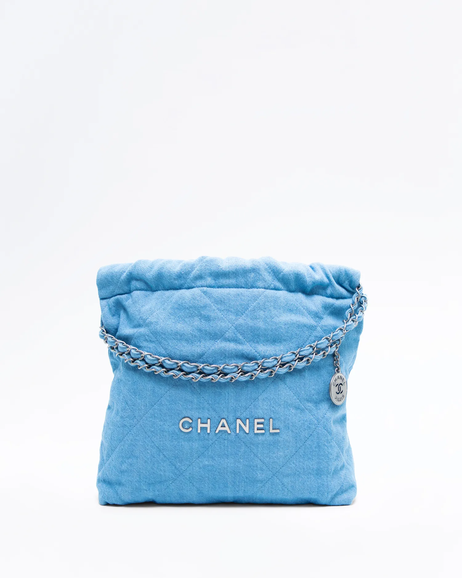 Denim Chanel 22 Small Handbag