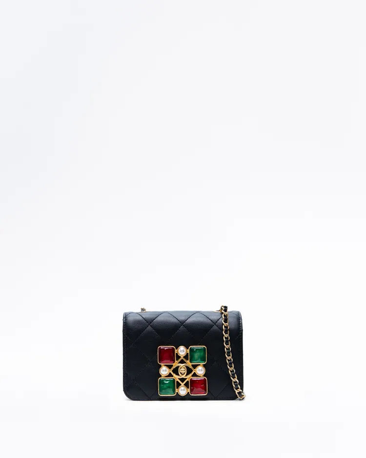 Resin and Pearl Mini Flap Bag