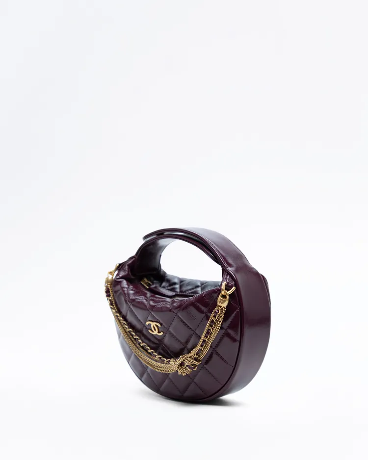 Alternate view angle of Shiny Precious Tie Mini Hobo Pouch