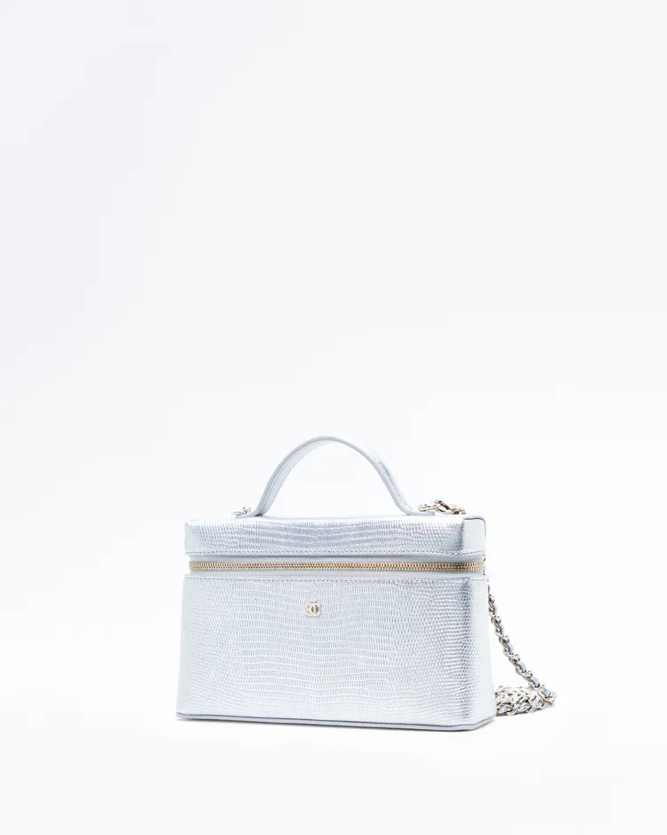 Alternate view angle of Lizard-Embossed Slim Vanity with Chain