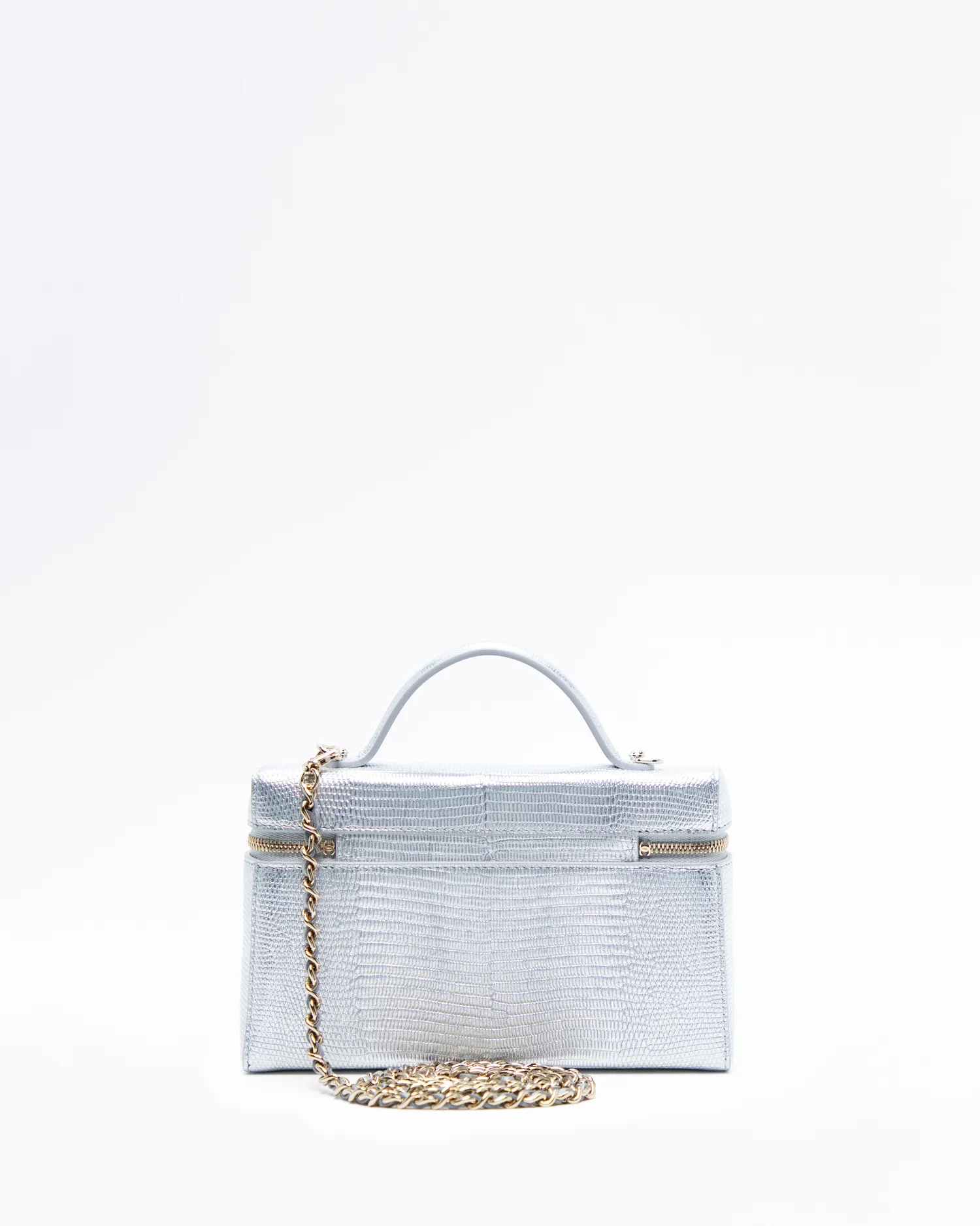 Lizard-Embossed Slim Vanity with Chain