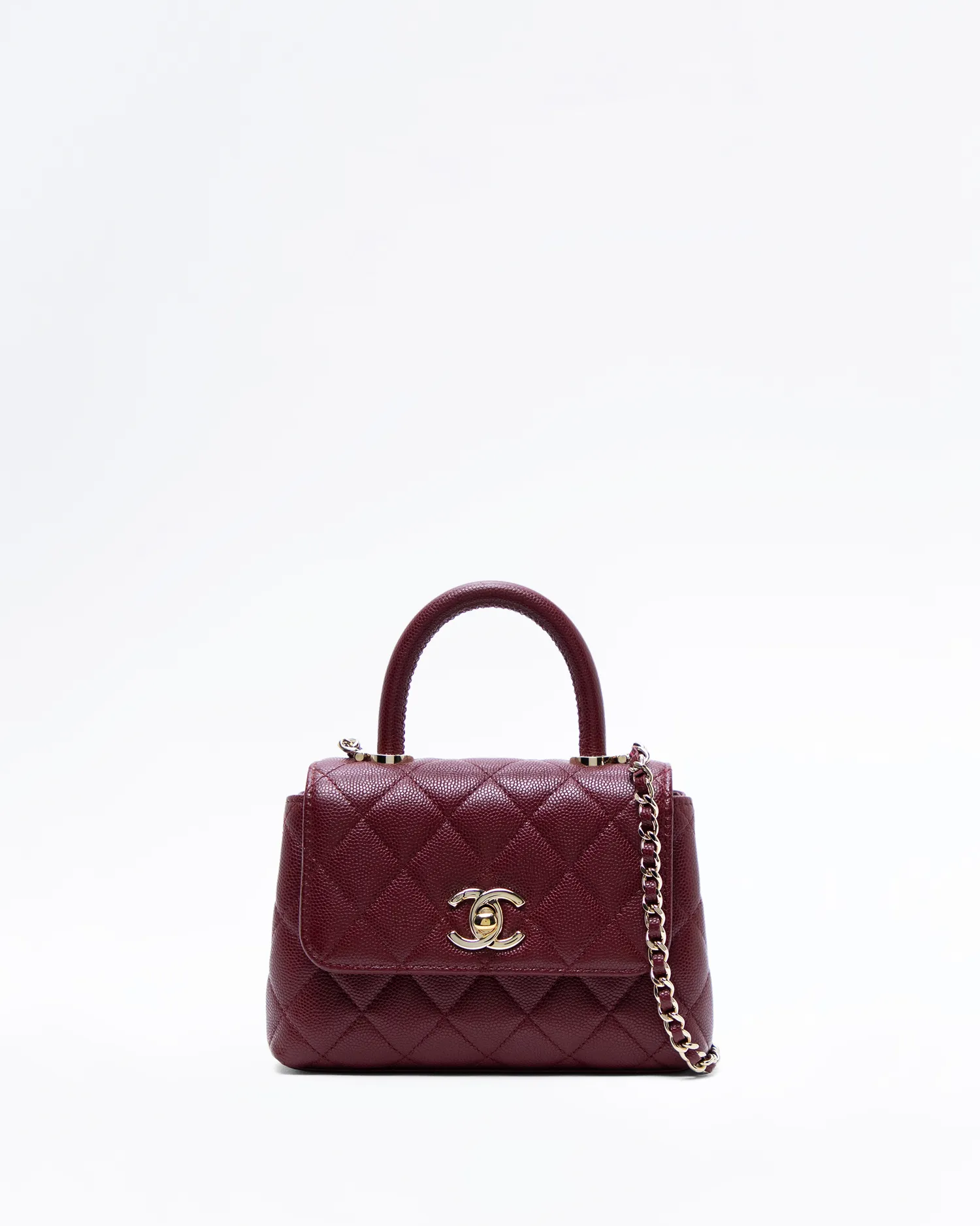 Caviar Coco Handle Clutch with Chain