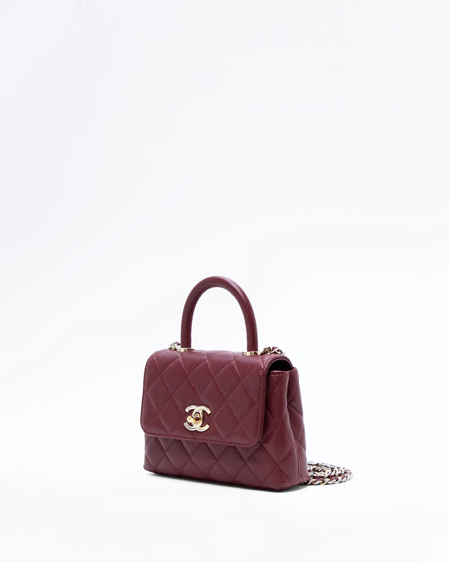 Caviar Coco Handle Clutch with Chain