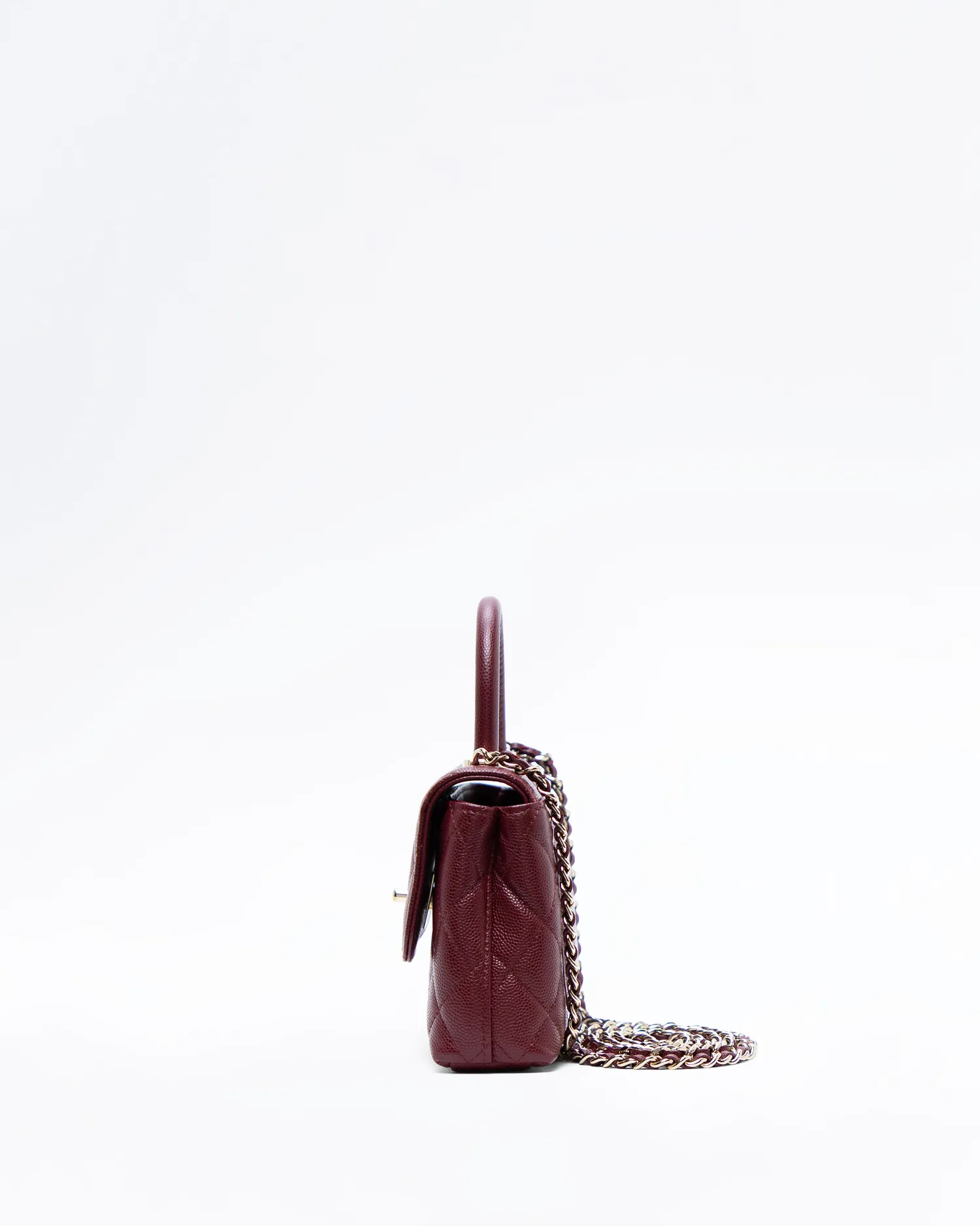 Caviar Coco Handle Clutch with Chain