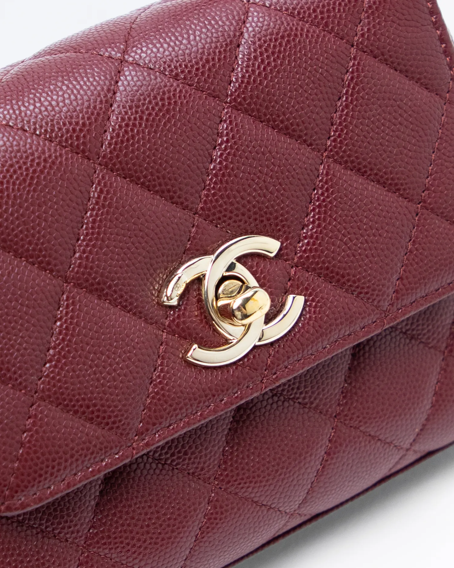 Caviar Coco Handle Clutch with Chain