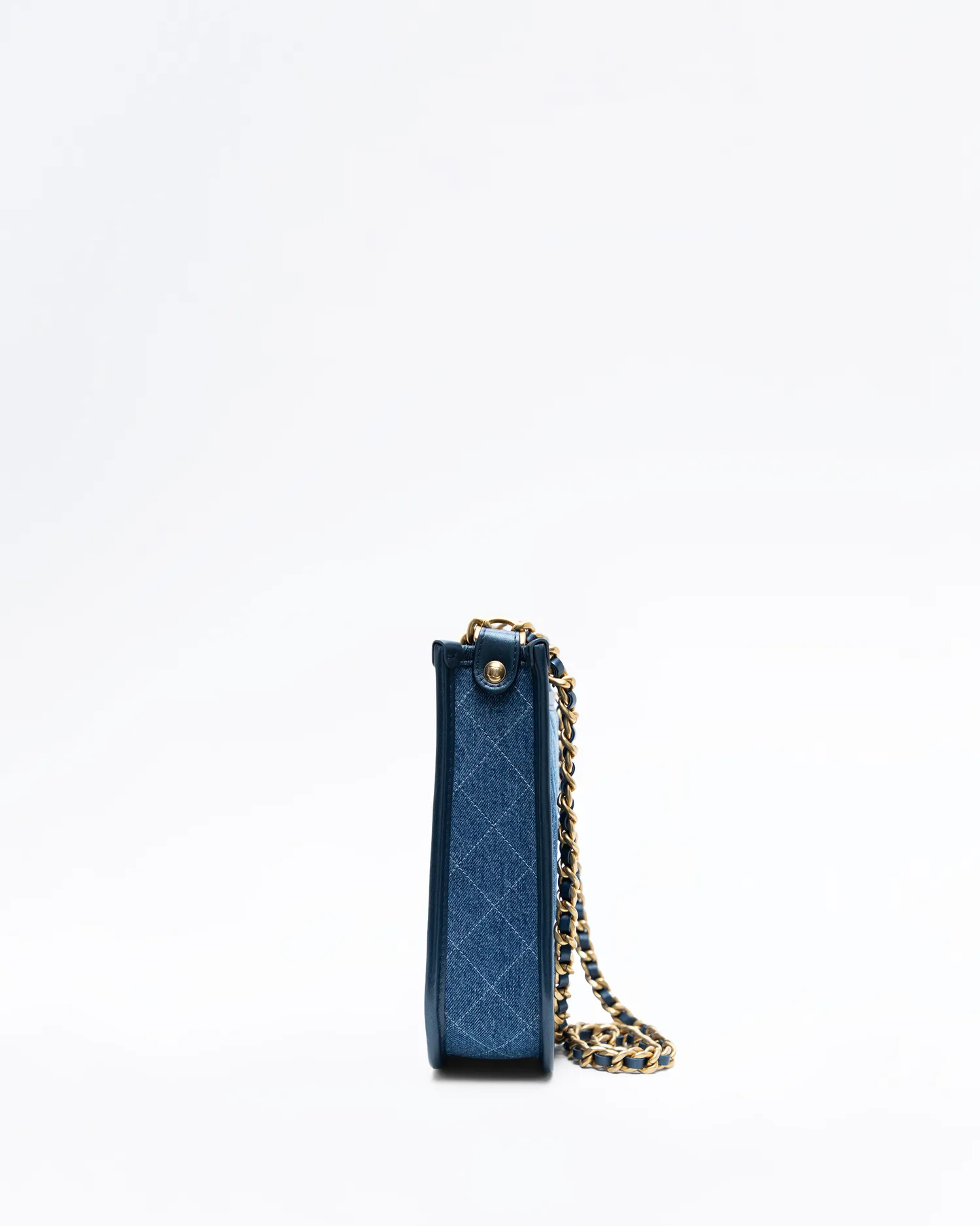 Denim Quilted Small Hobo Bag