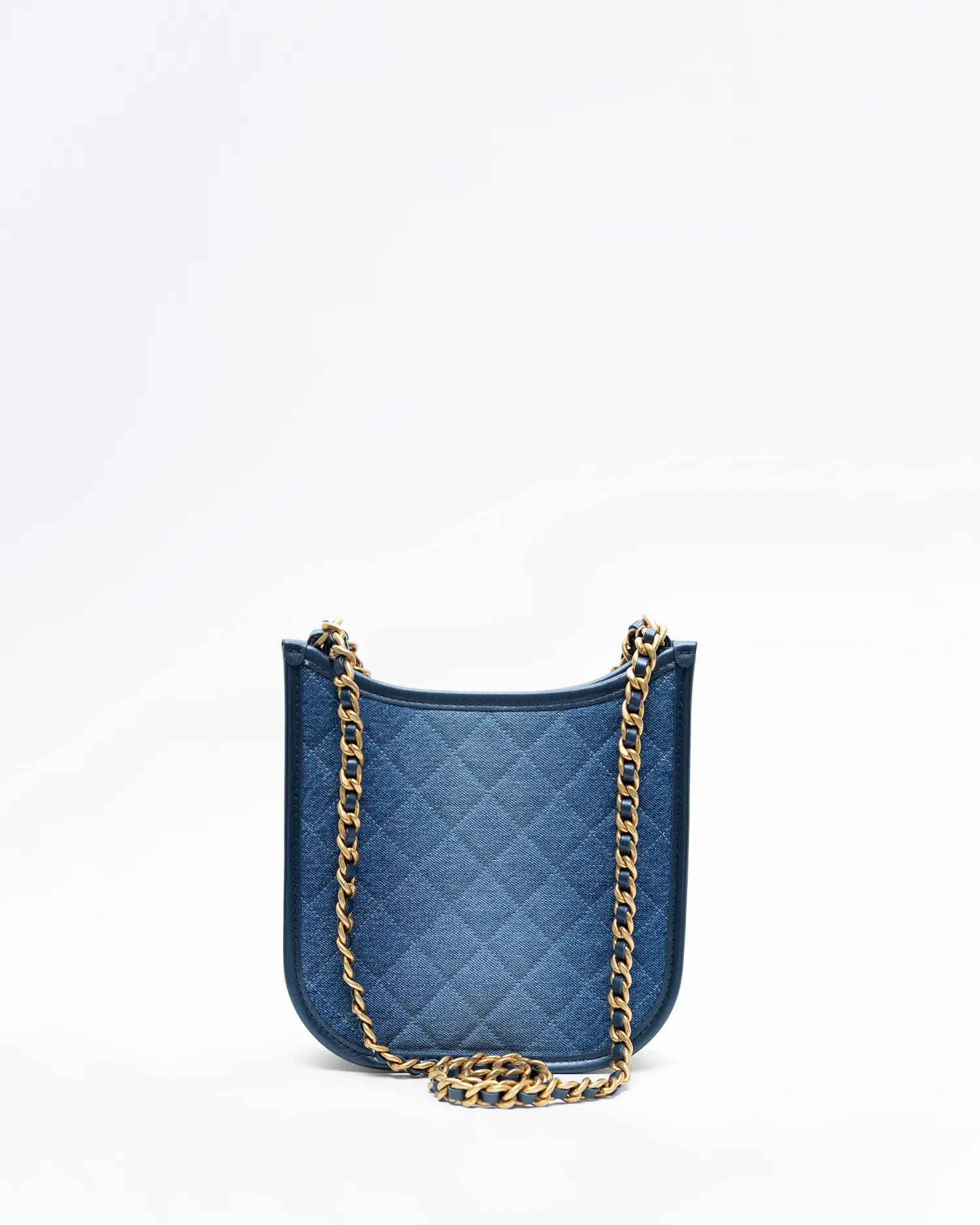 Denim Quilted Small Hobo Bag