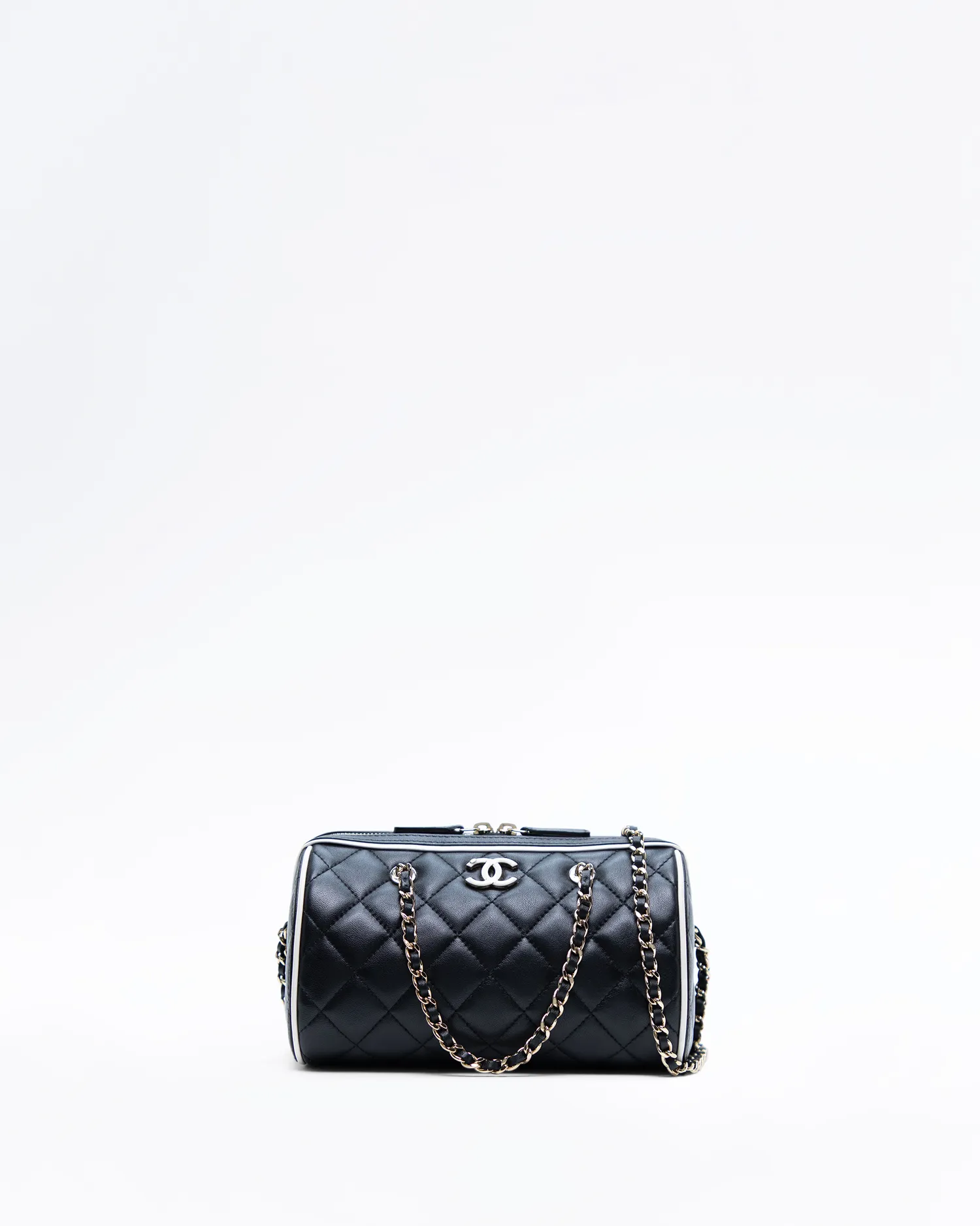 Enamel CC Bowling Clutch with Chain