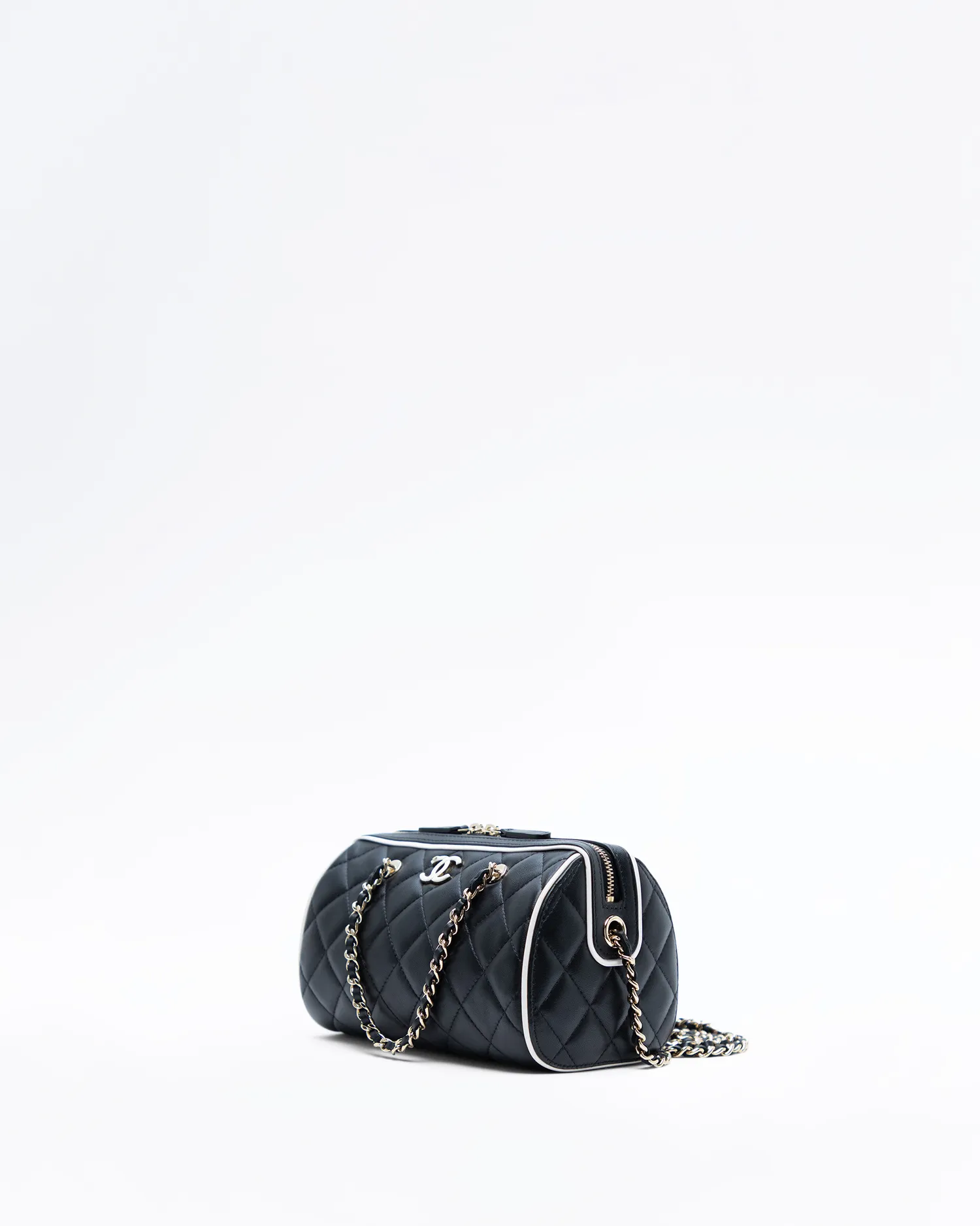 Enamel CC Bowling Clutch with Chain