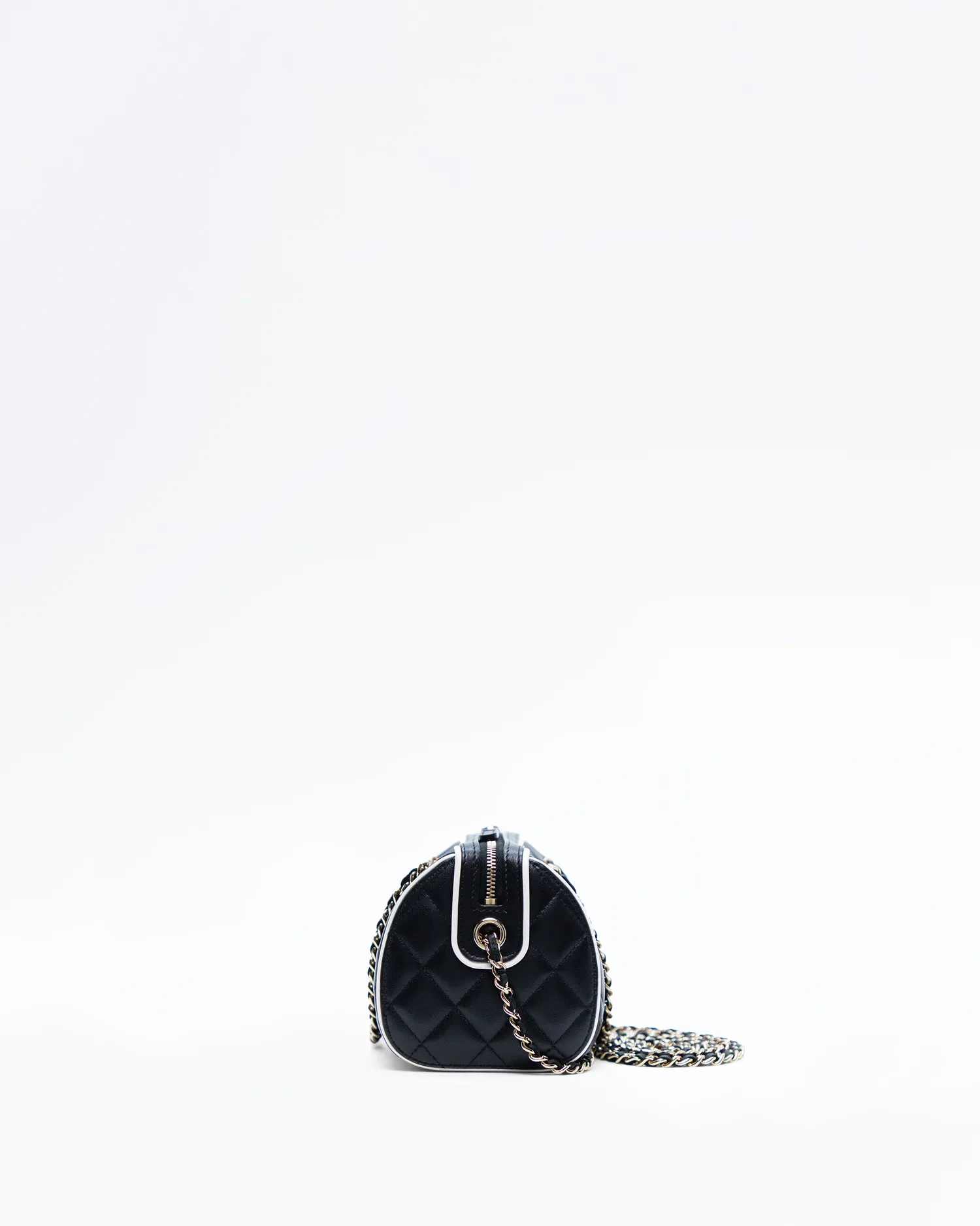 Enamel CC Bowling Clutch with Chain