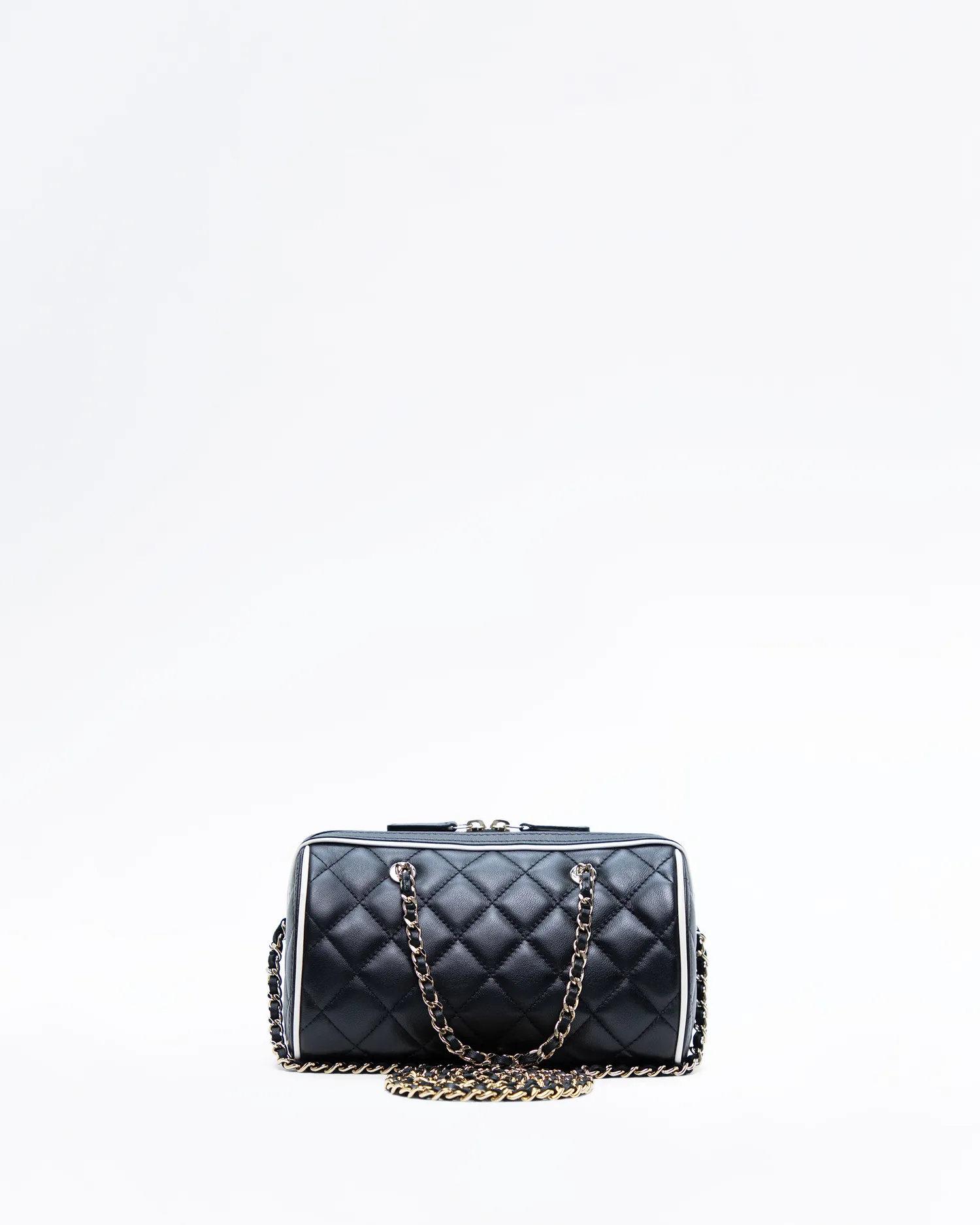 Enamel CC Bowling Clutch with Chain