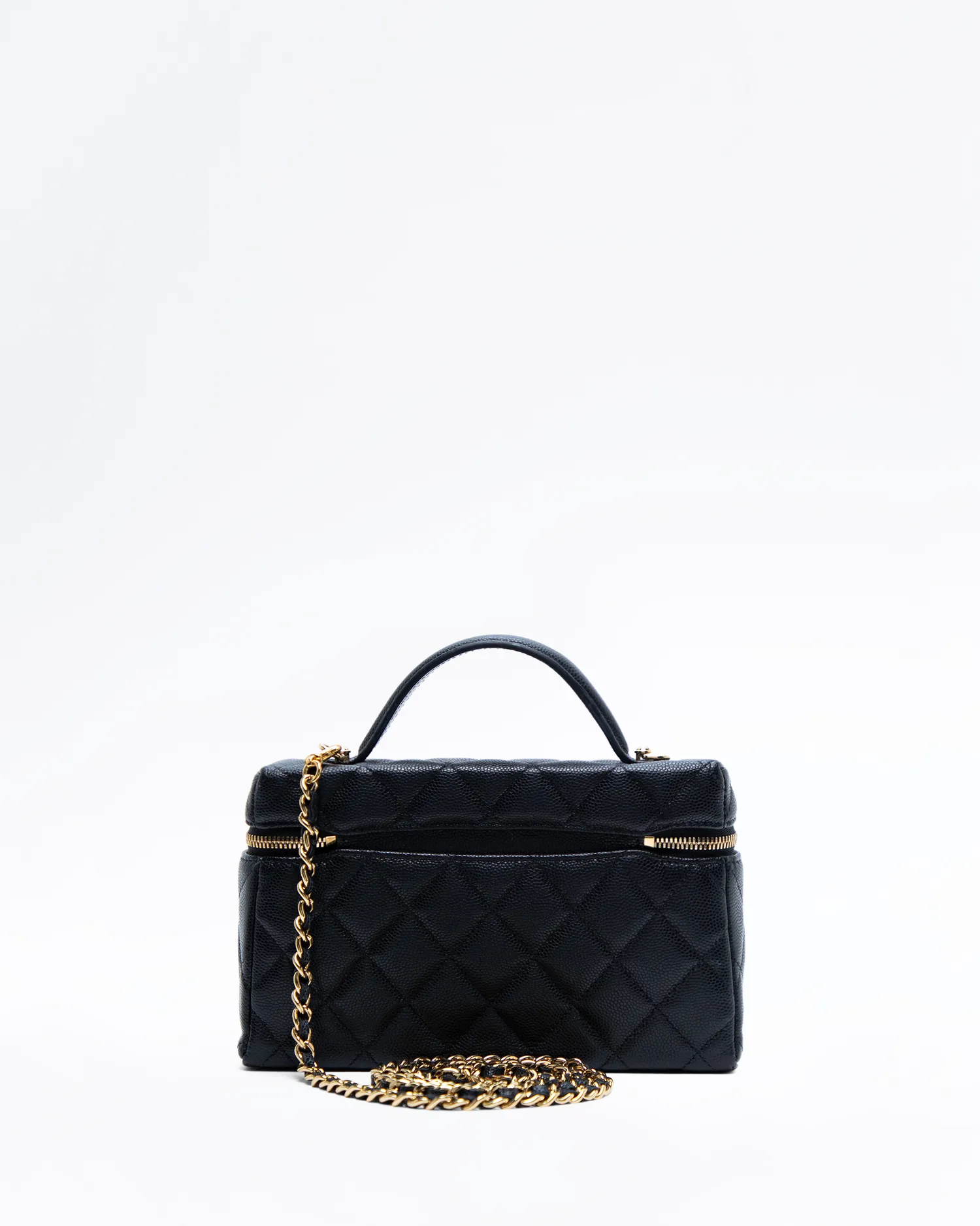 Caviar Textured CC Slim Vanity Case with Chain