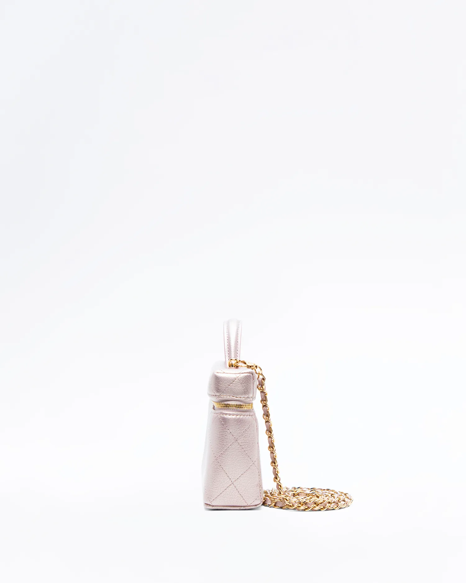 Iridescent Quilted Slim Vanity Case with Chain