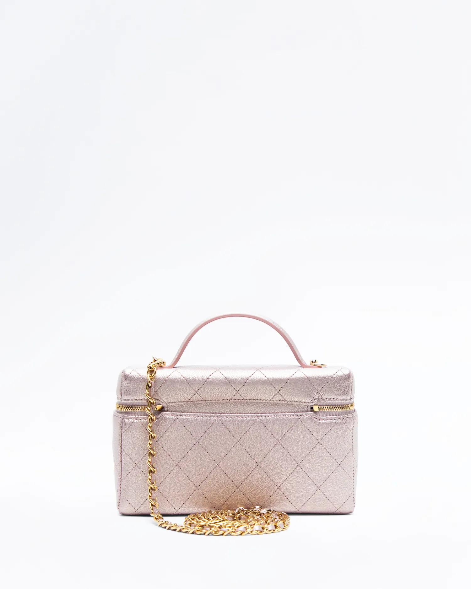 Iridescent Quilted Slim Vanity Case with Chain