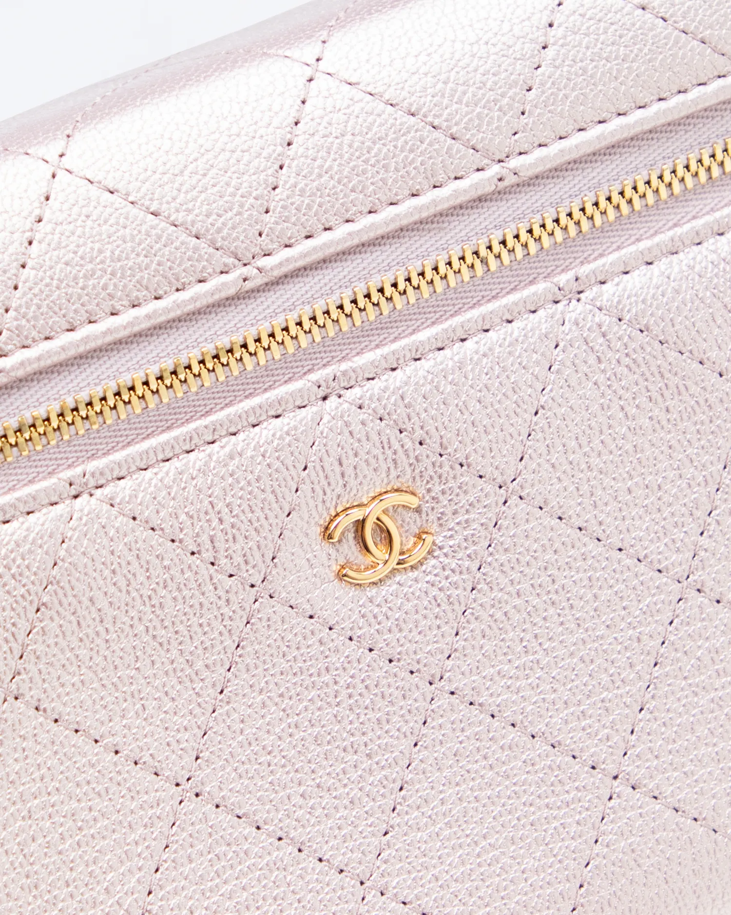 Iridescent Quilted Slim Vanity Case with Chain