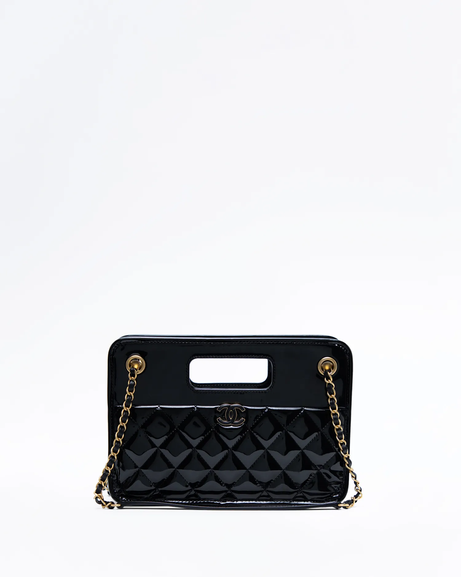 Patent Graphic Catch Shoulder Bag