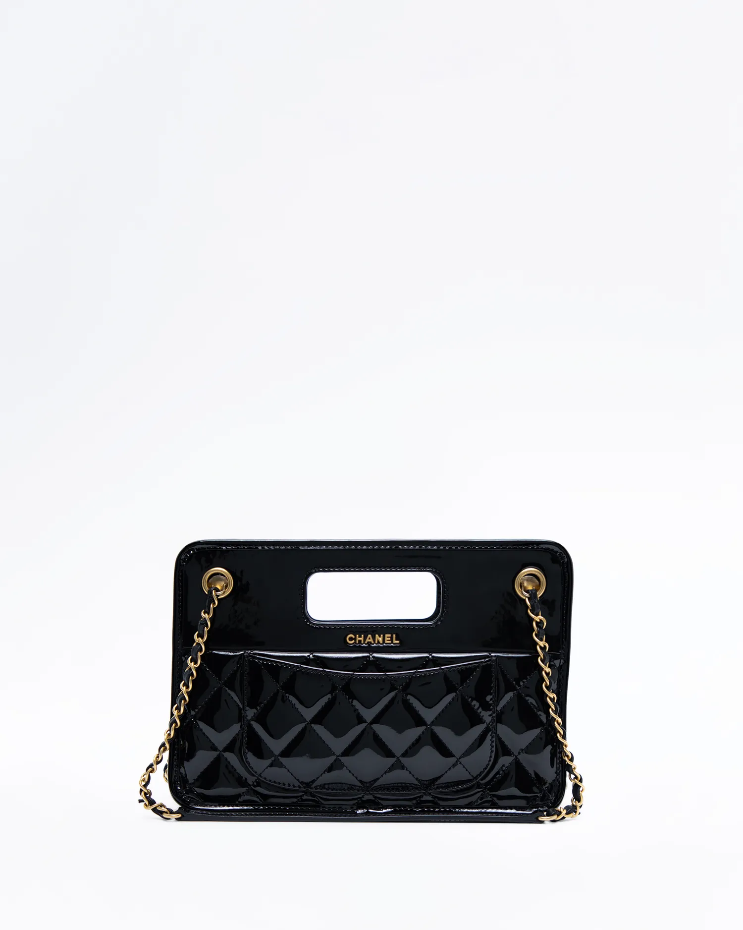 Patent Graphic Catch Shoulder Bag