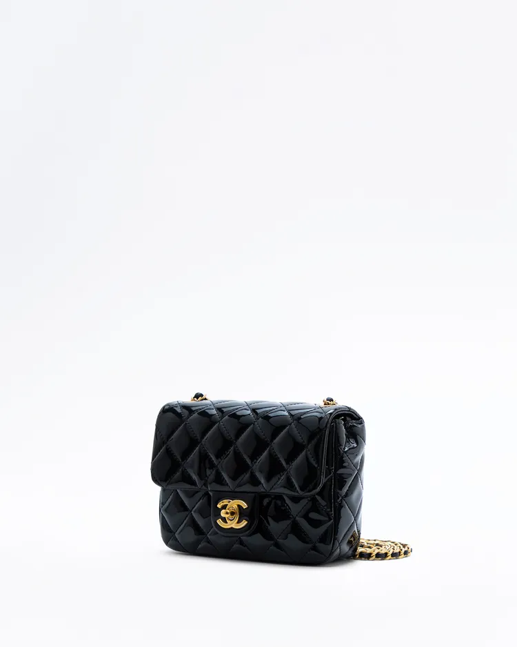 Alternate view angle of Patent Coco de Toi Heart Mini Flap Bag