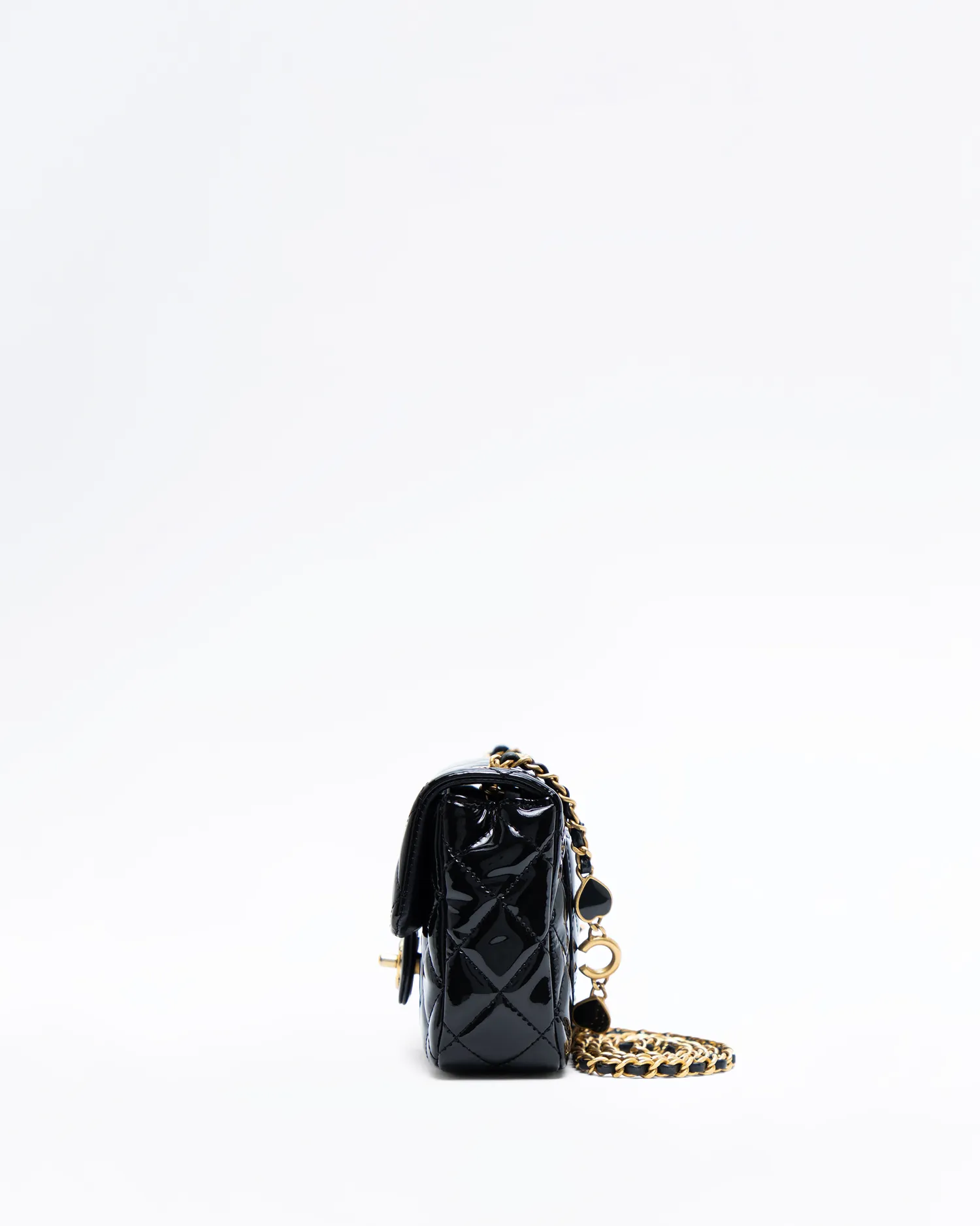 Patent Coco de Toi Heart Mini Flap Bag